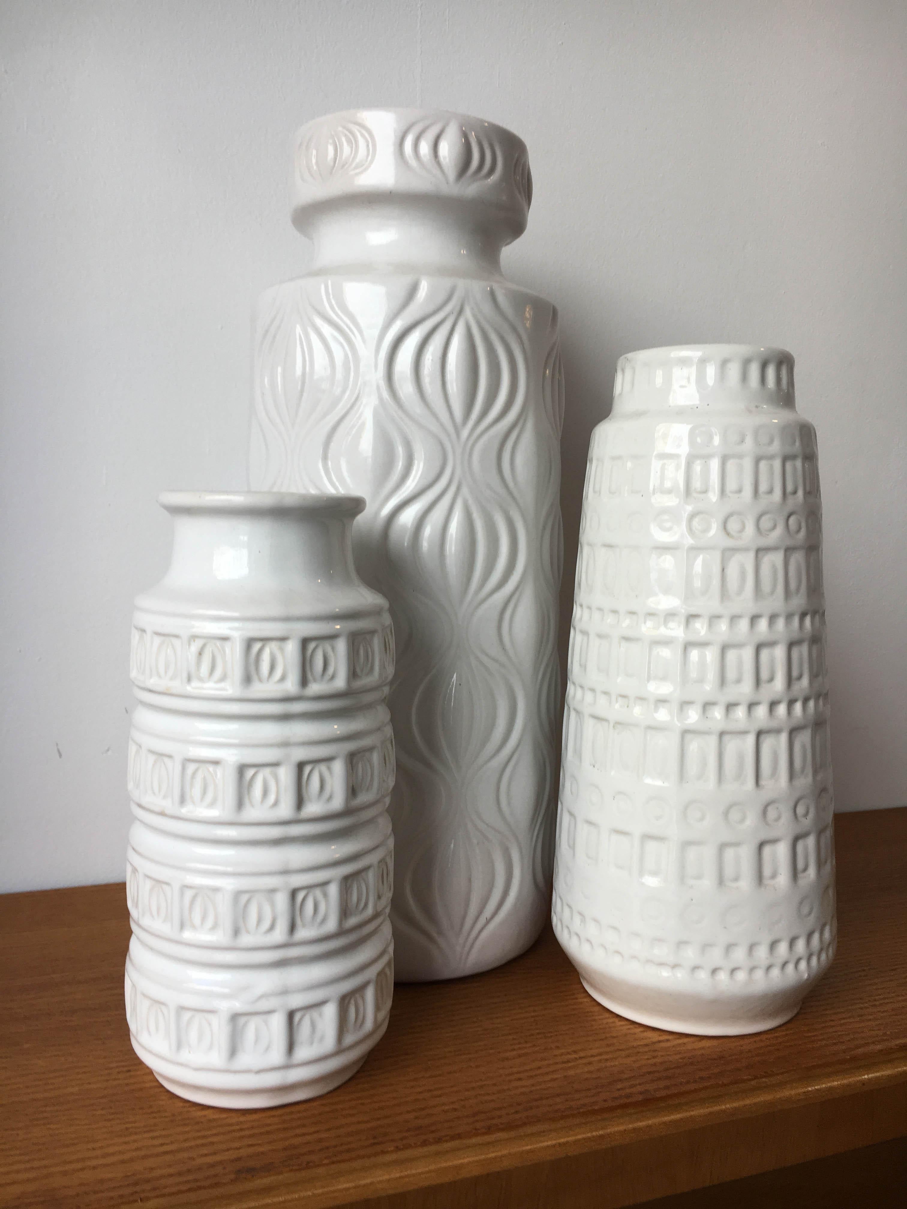Glazed Midcentury Sculptural Vintage Vase Collection Set of Three, Germany, 1970s For Sale