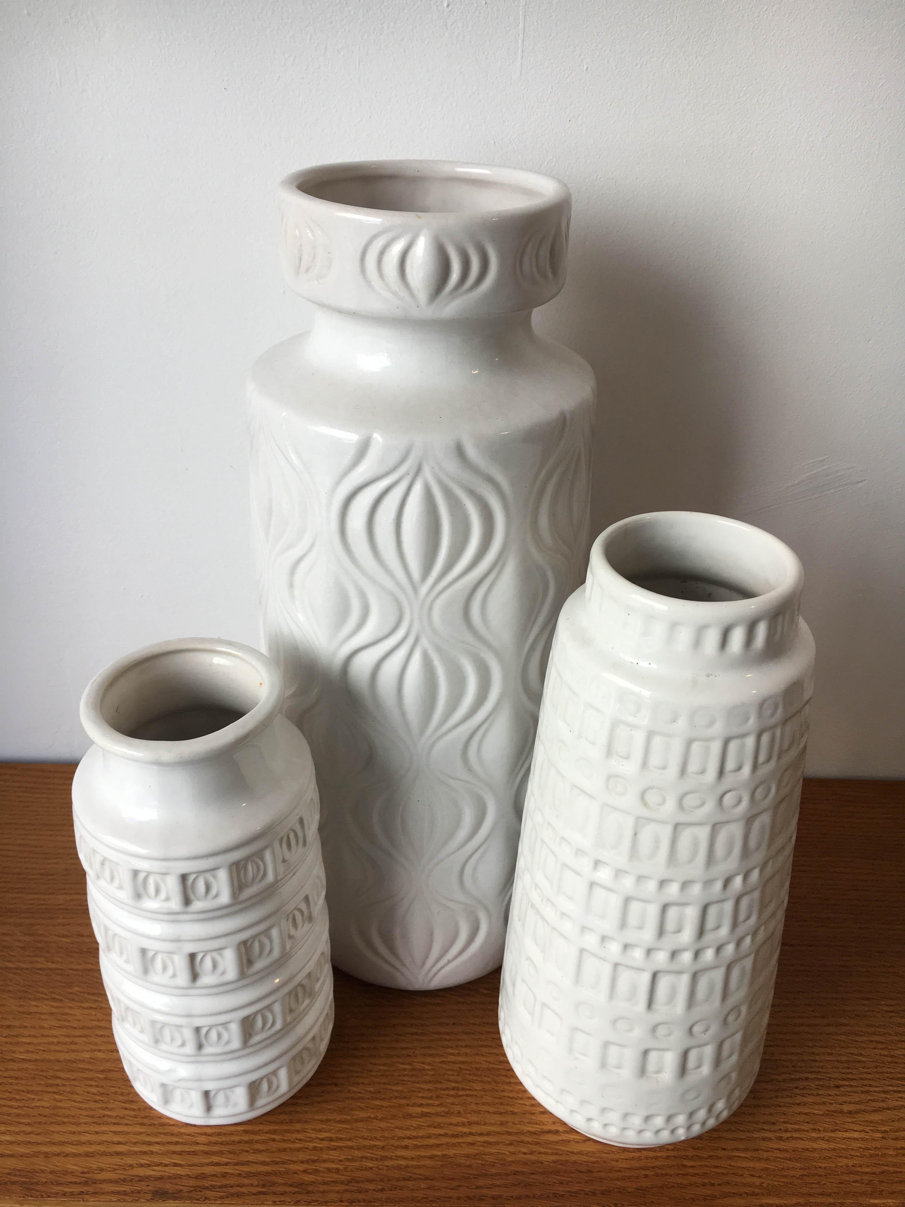 Midcentury Sculptural Vintage Vase Collection Set of Three, Germany, 1970s In Good Condition For Sale In Vienna, AT