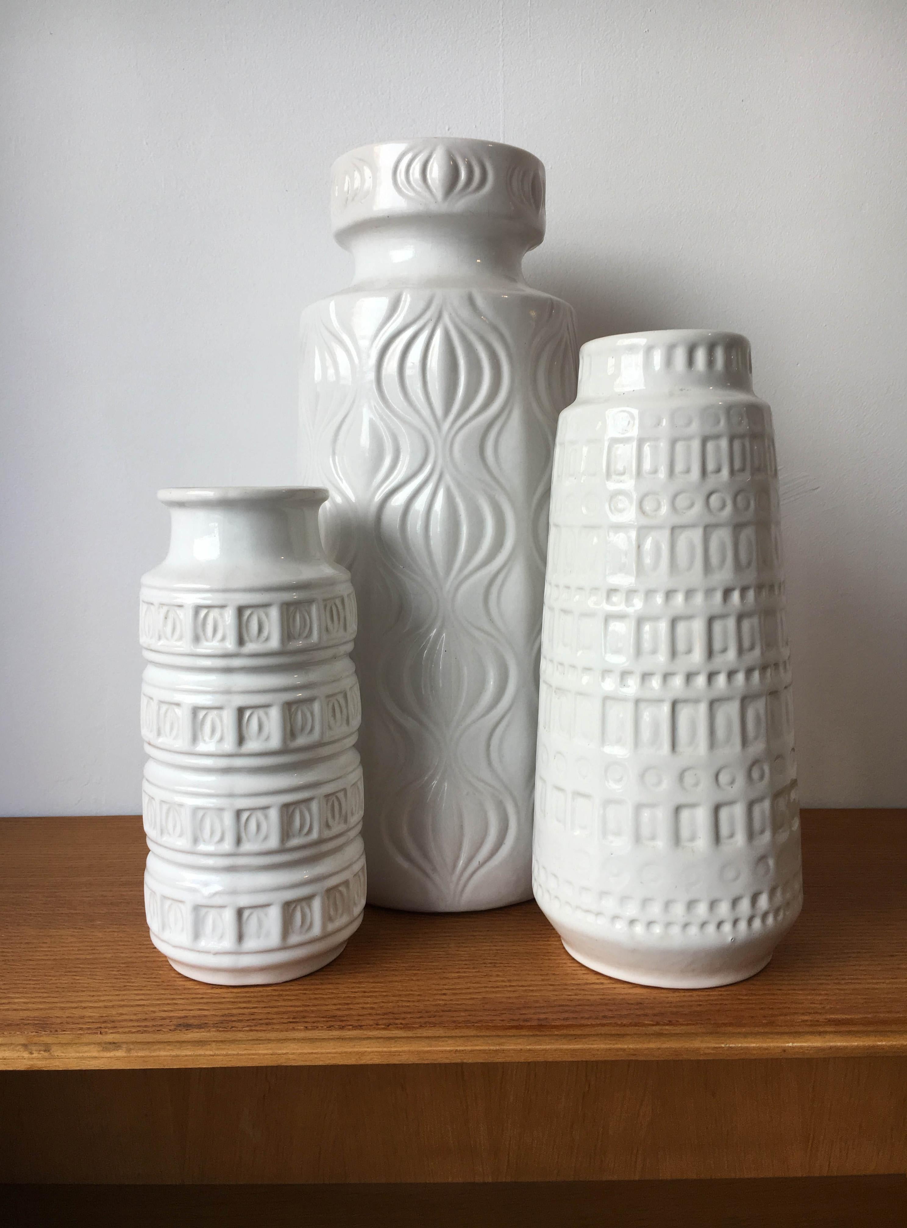 Midcentury Sculptural Vintage Vase Collection Set of Three, Germany, 1970s For Sale 2