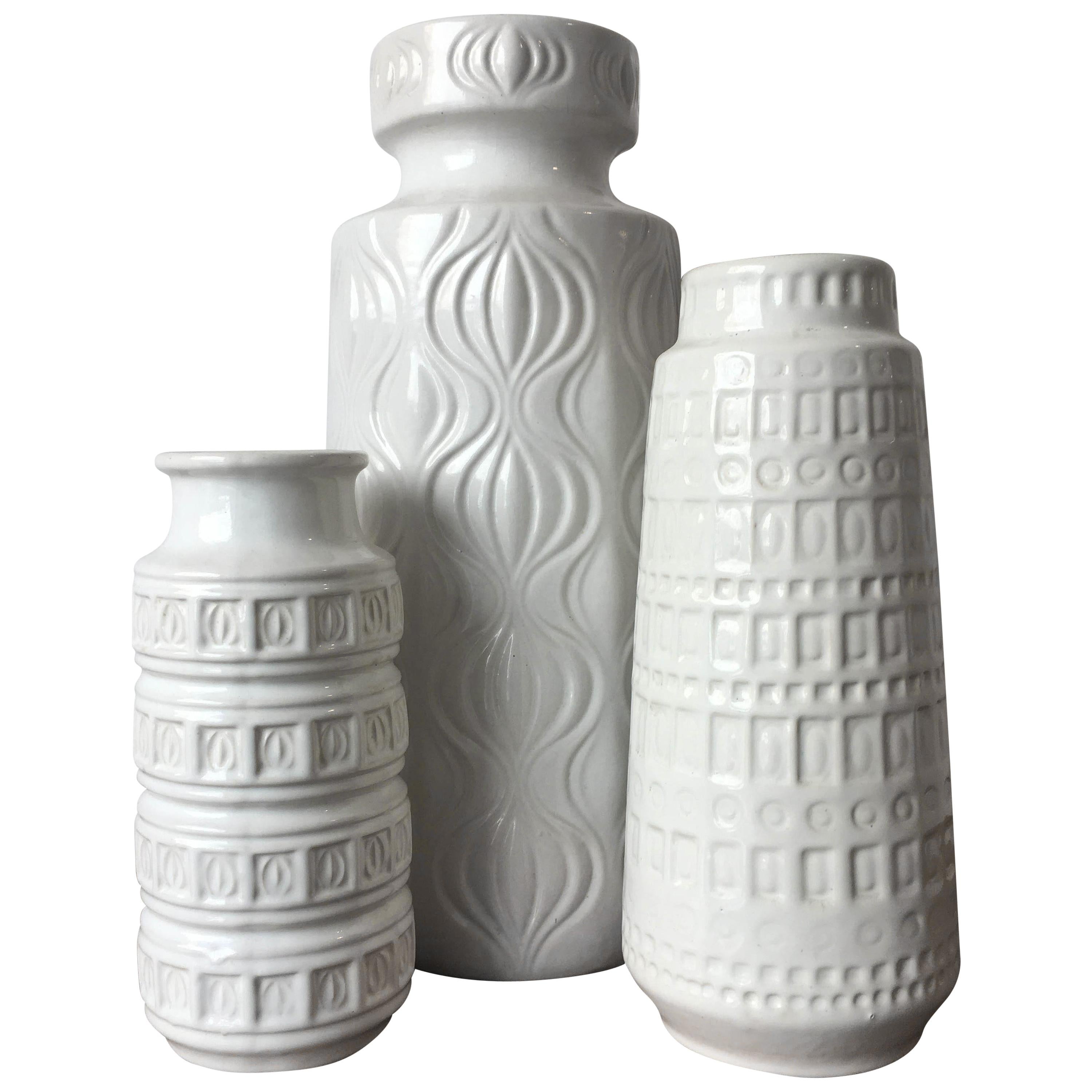 Midcentury Sculptural Vintage Vase Collection Set of Three, Germany, 1970s For Sale