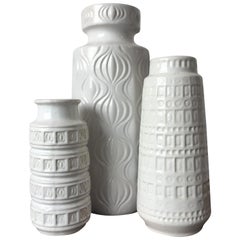 Midcentury Sculptural Vintage Vase Collection Set of Three, Germany, 1970s