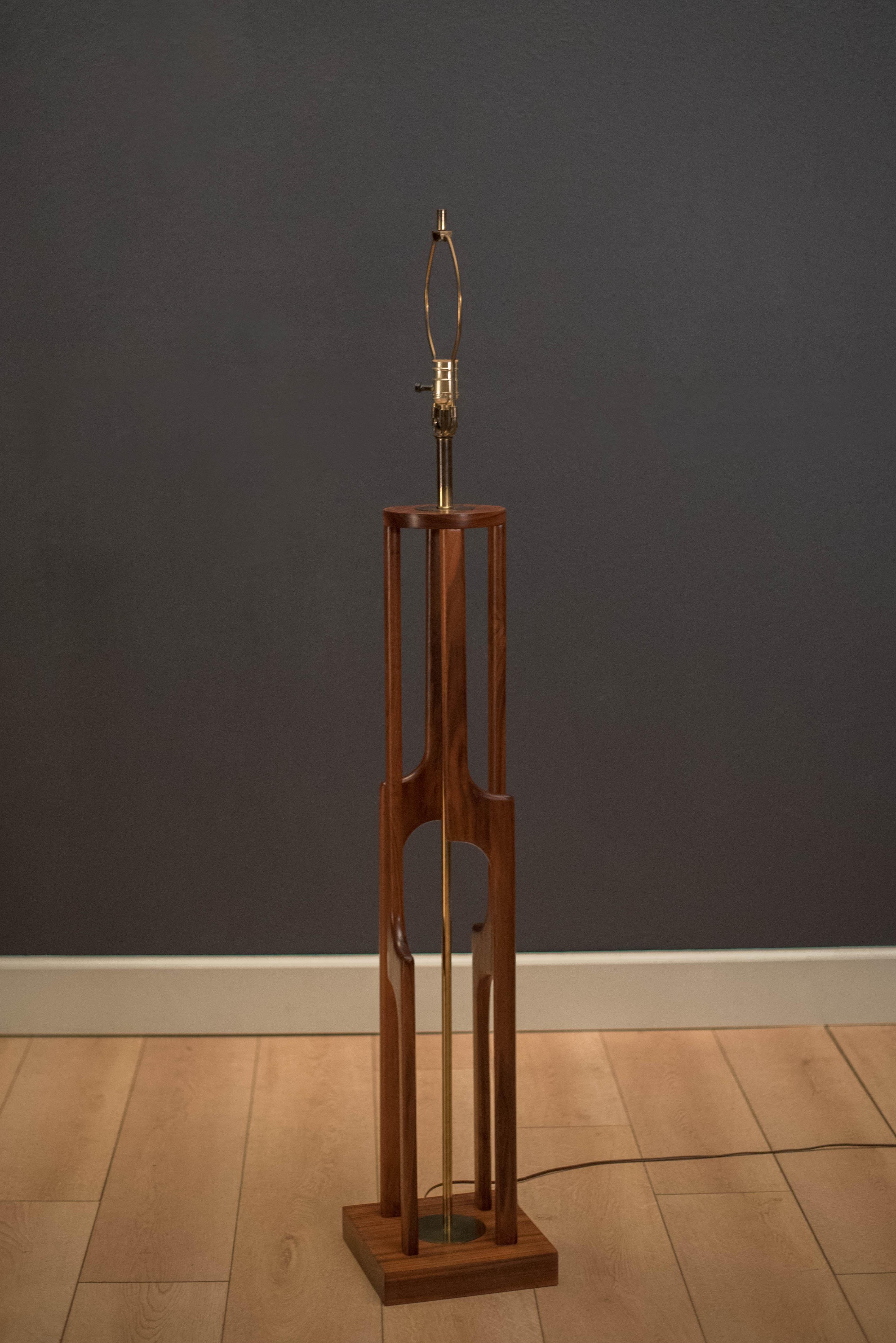 Mid Century Sculptural Walnut Floor Lamp 2