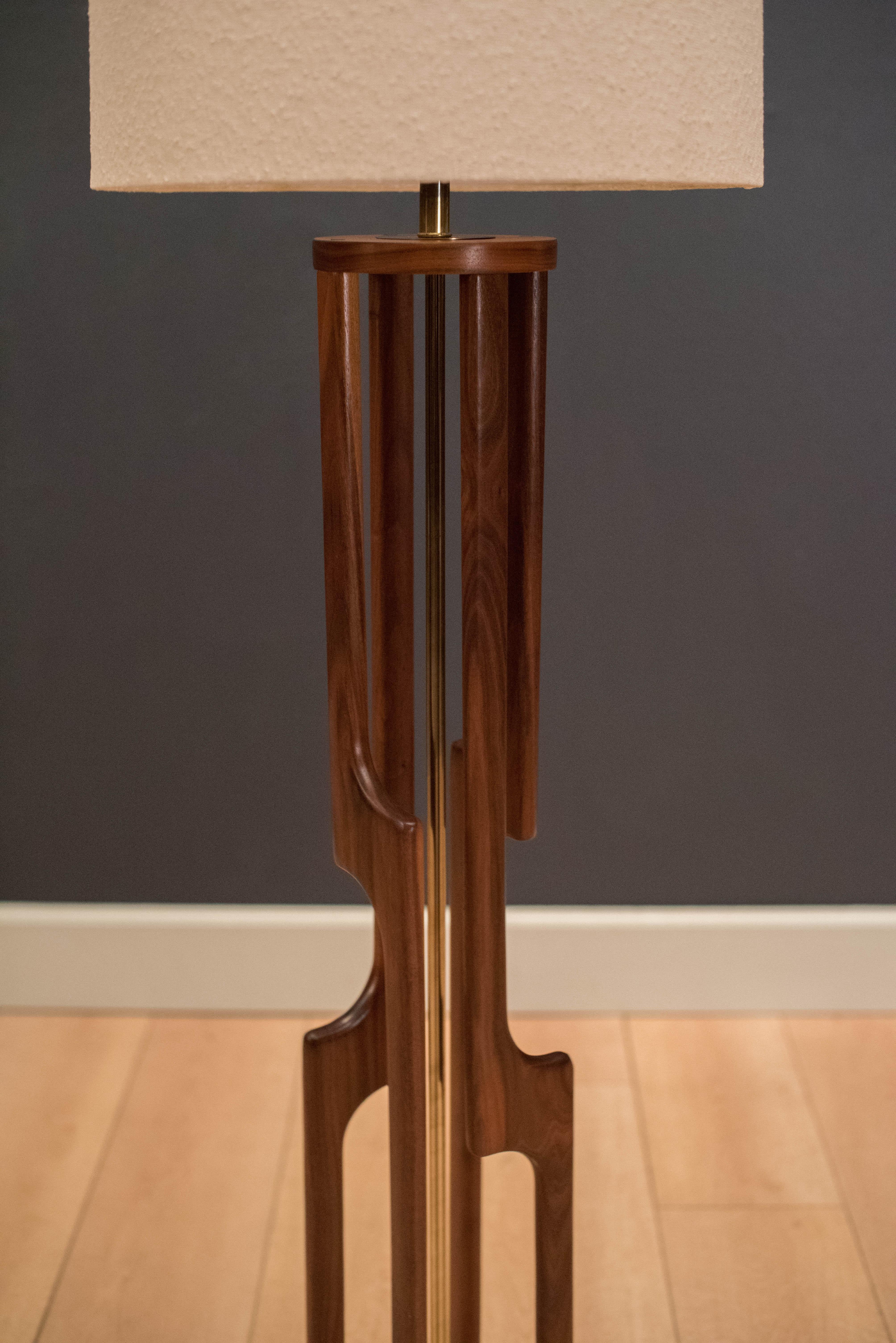 North American Mid Century Sculptural Walnut Floor Lamp