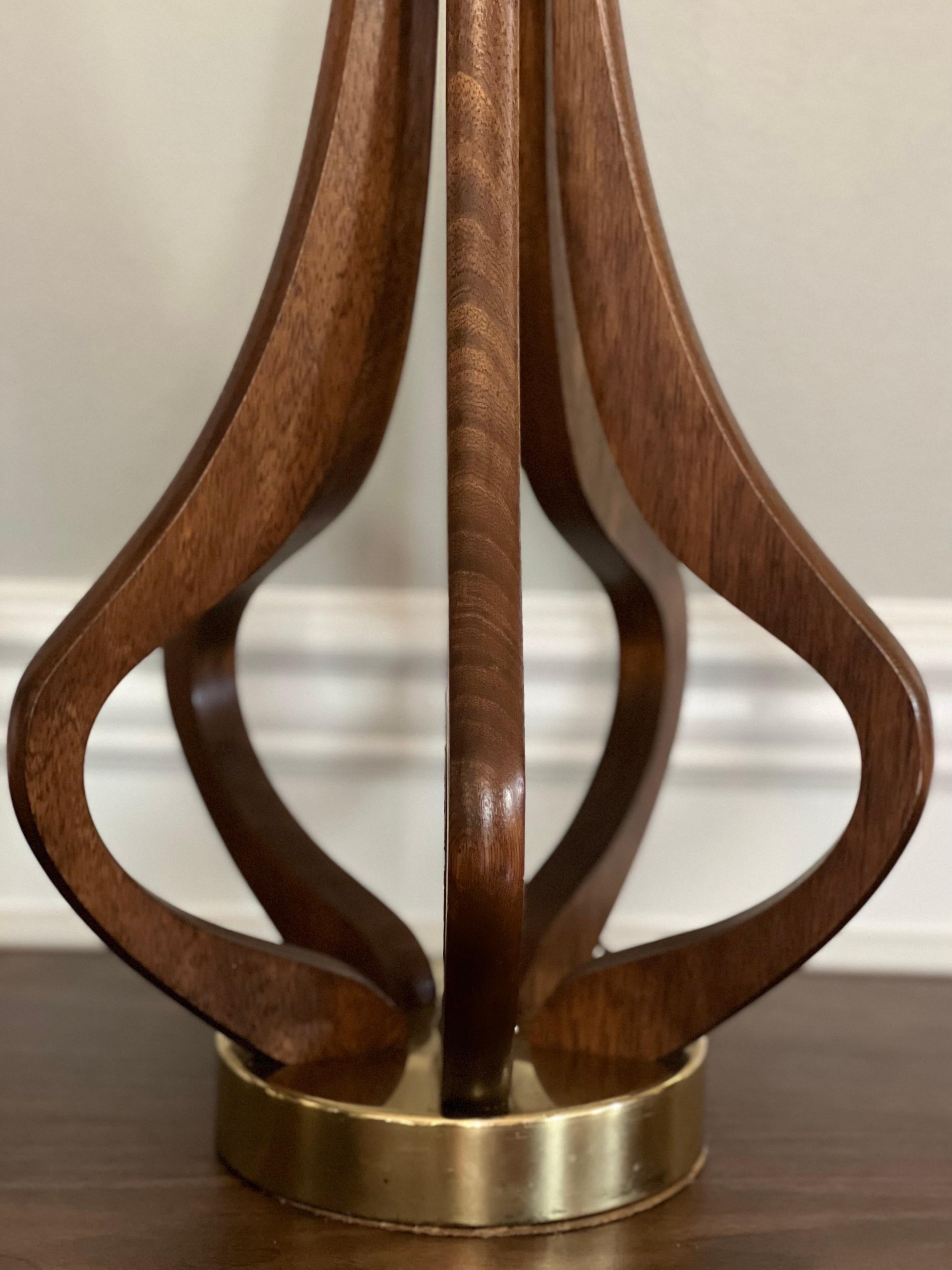 Mid Century Sculptural Walnut Table Lamps For Sale 1