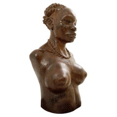 Mid Century Sculpture African Bust in Wenge, Congo, 1960s