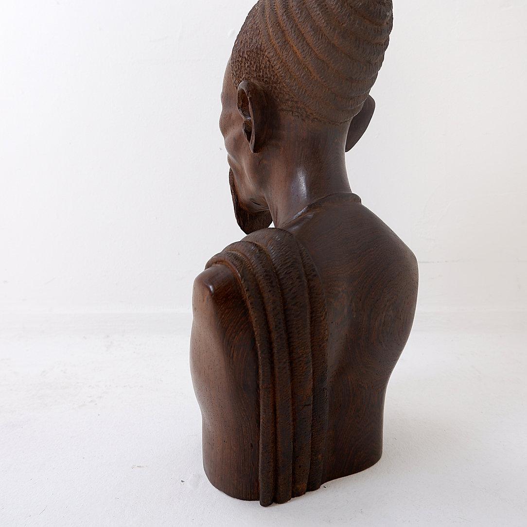 Mid Century Sculpture African bust in wenge - Congo For Sale 3