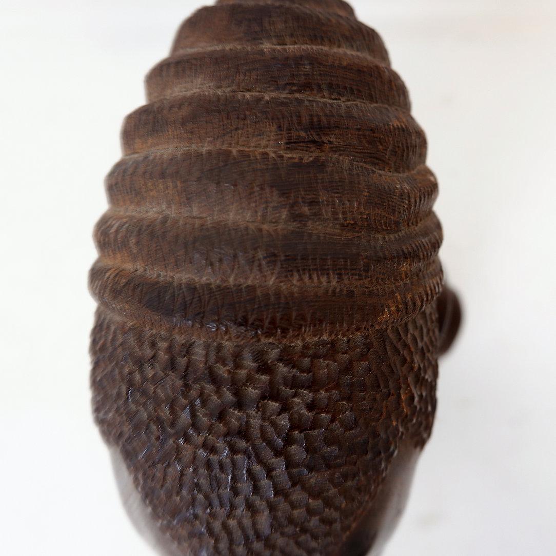 Mid Century Sculpture African bust in wenge - Congo For Sale 4