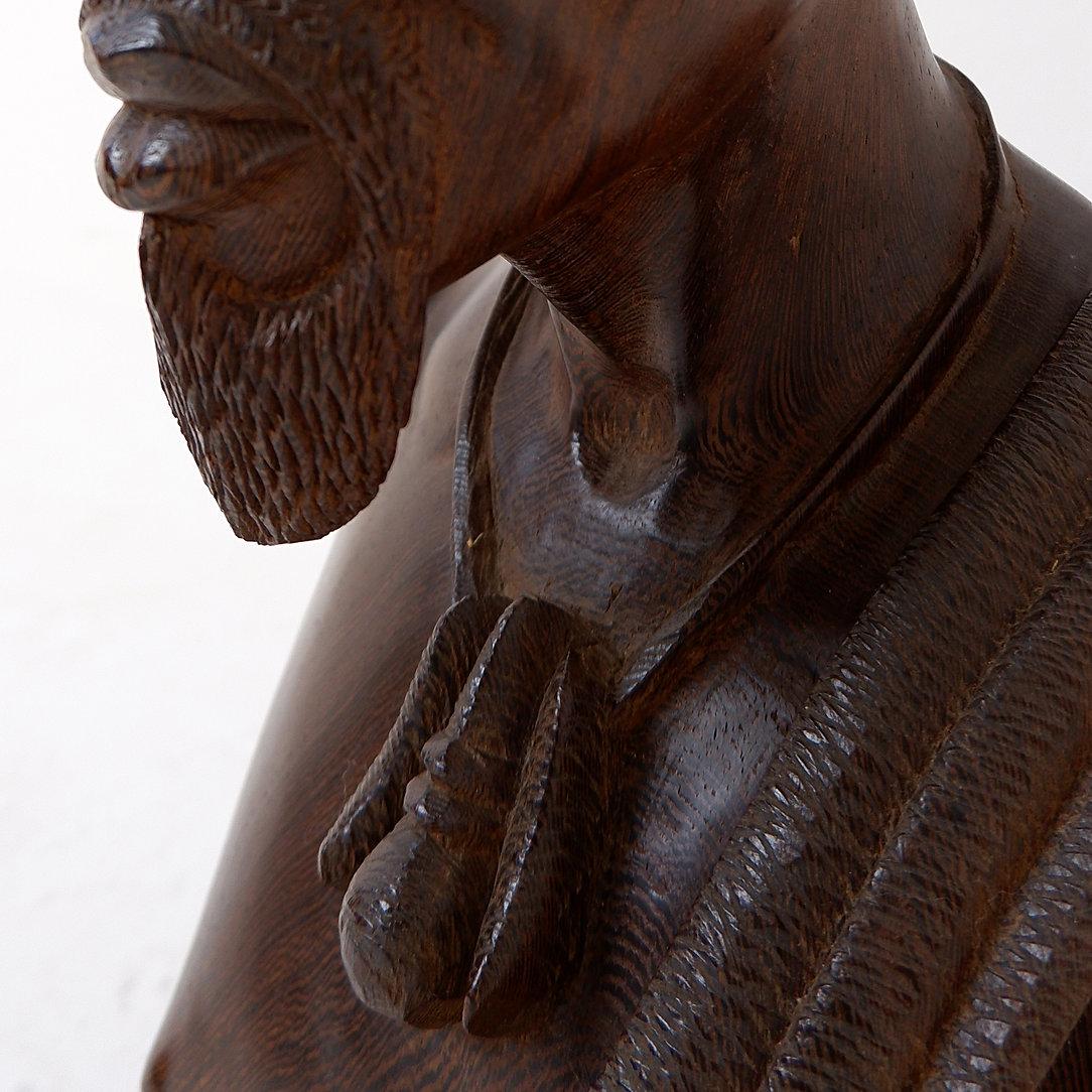 Mid Century Sculpture African bust in wenge - Congo In Good Condition For Sale In Linkebeek, BE