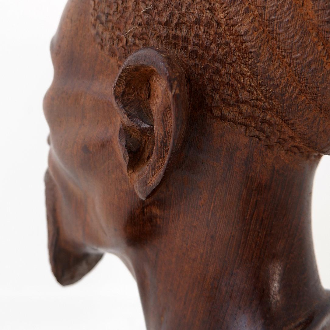 Wood Mid Century Sculpture African bust in wenge - Congo For Sale