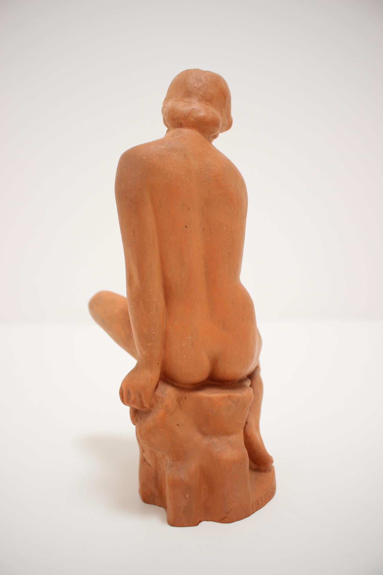 Mid-Century Modern Midcentury Sculpture Nude Woman by Břetislav Benda, 1935s
