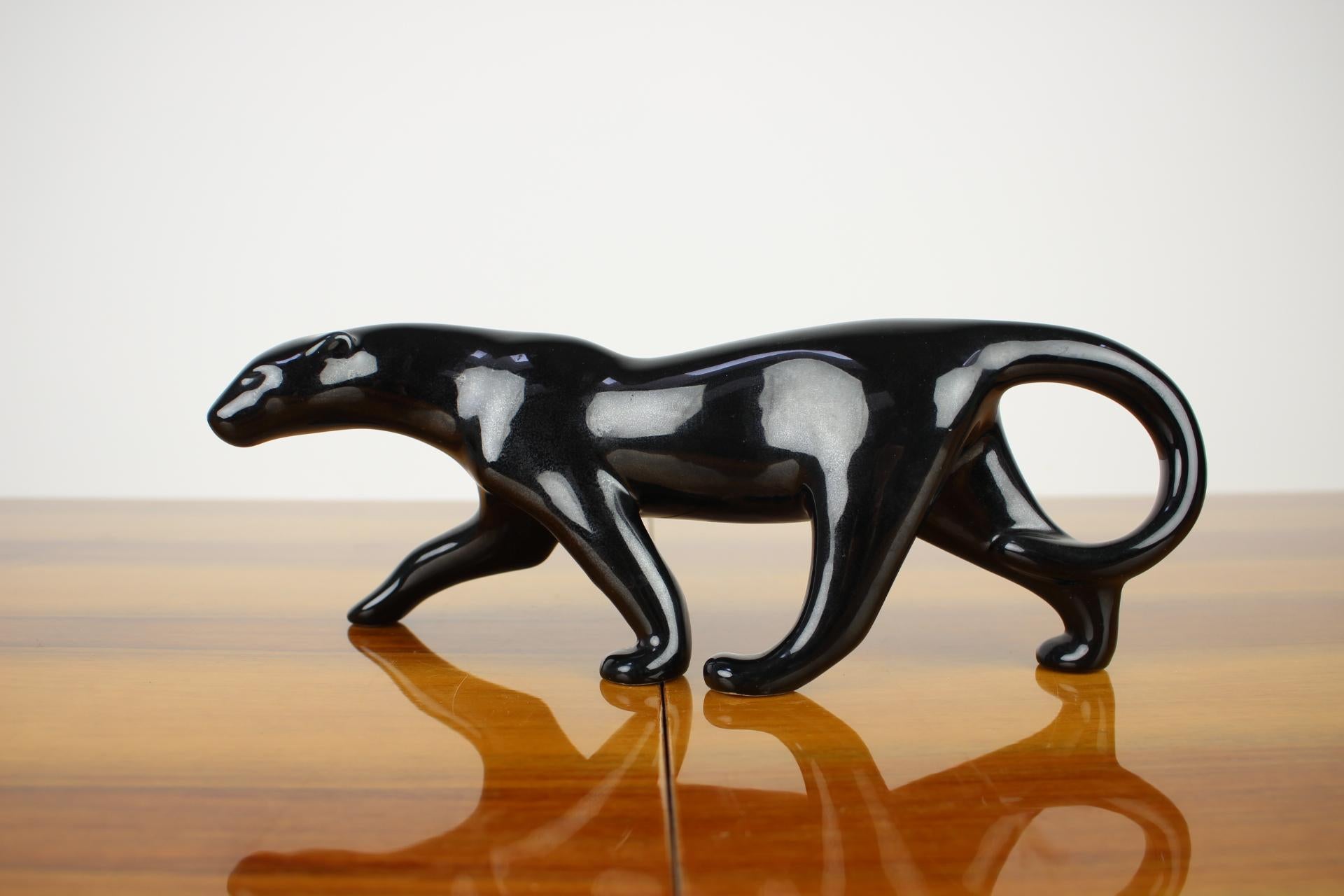 Czech Mid-Century Sculpture of Black Panther, 1960s