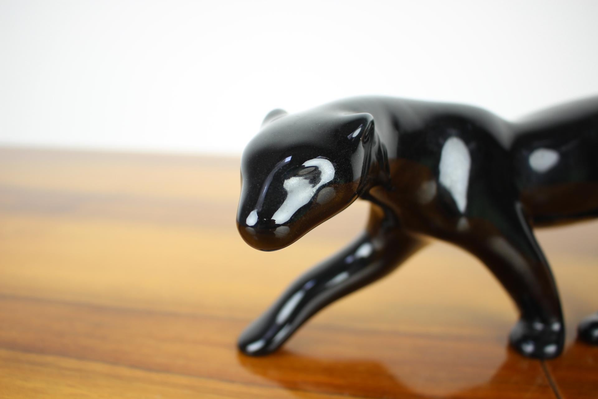 Ceramic Mid-Century Sculpture of Black Panther, 1960s