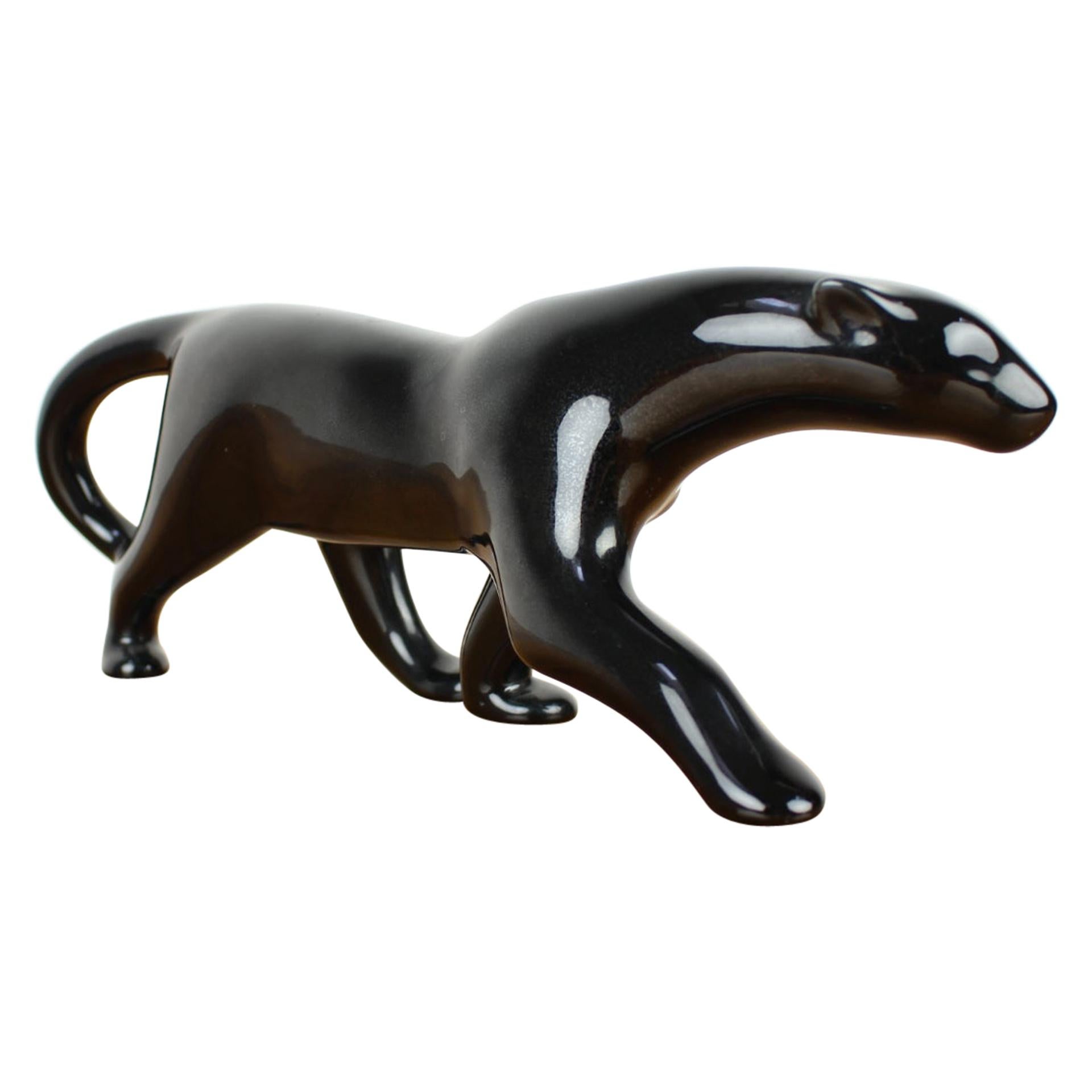Skulptur eines schwarzen Panthers aus der Mitte des Jahrhunderts, 1960er Jahre
