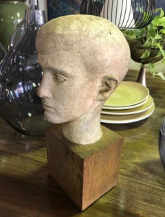 Mid-Century Modern Sculpture of Head Bust of Boy, 1945