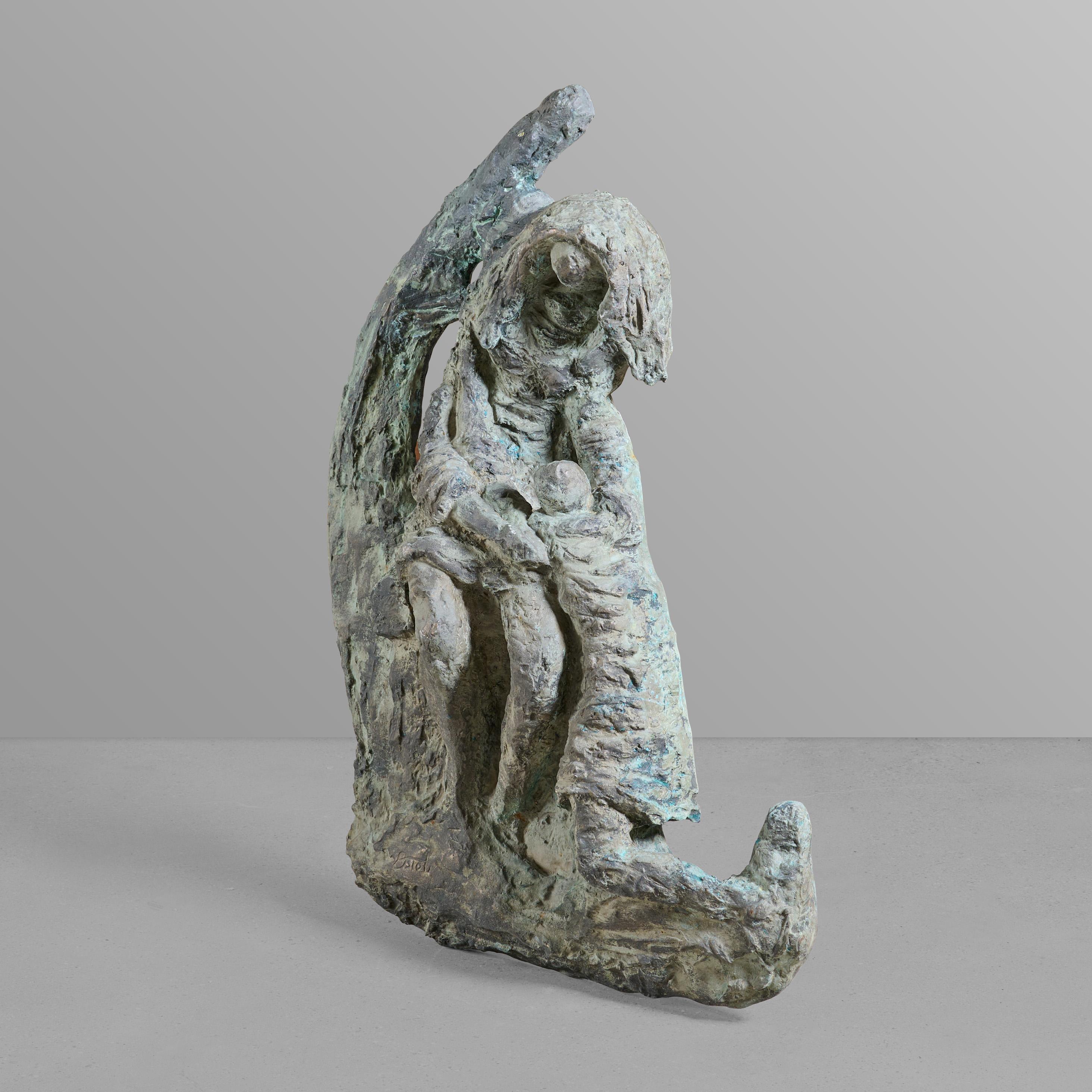 Sculpture du milieu du siècle représentant une mère et son enfant Bon état - En vente à Chicago, IL