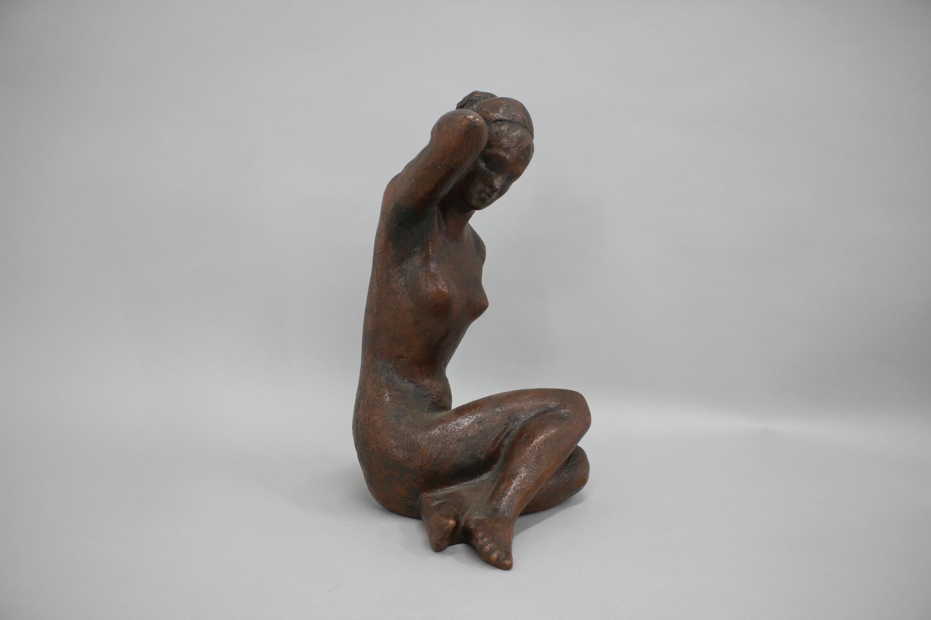 Mid-Century Modern Mid-Century Sculpture of Nude Sitting Women Designed by Jitka Forejtová, 1960s