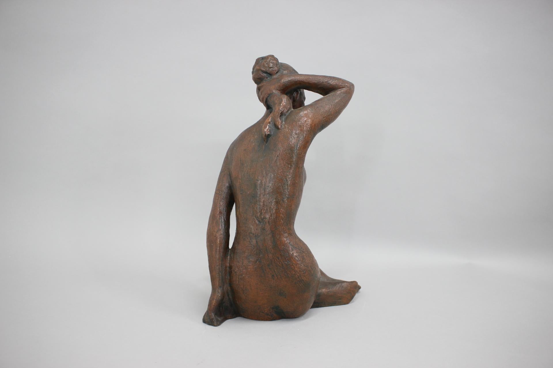 Czech Mid-Century Sculpture of Nude Sitting Women Designed by Jitka Forejtová, 1960s