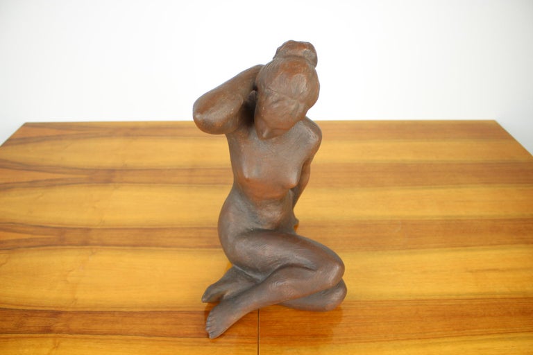 Ceramic Mid-Century Sculpture of Nude Sitting Women Designed by Jitka Forejtová, 1960s