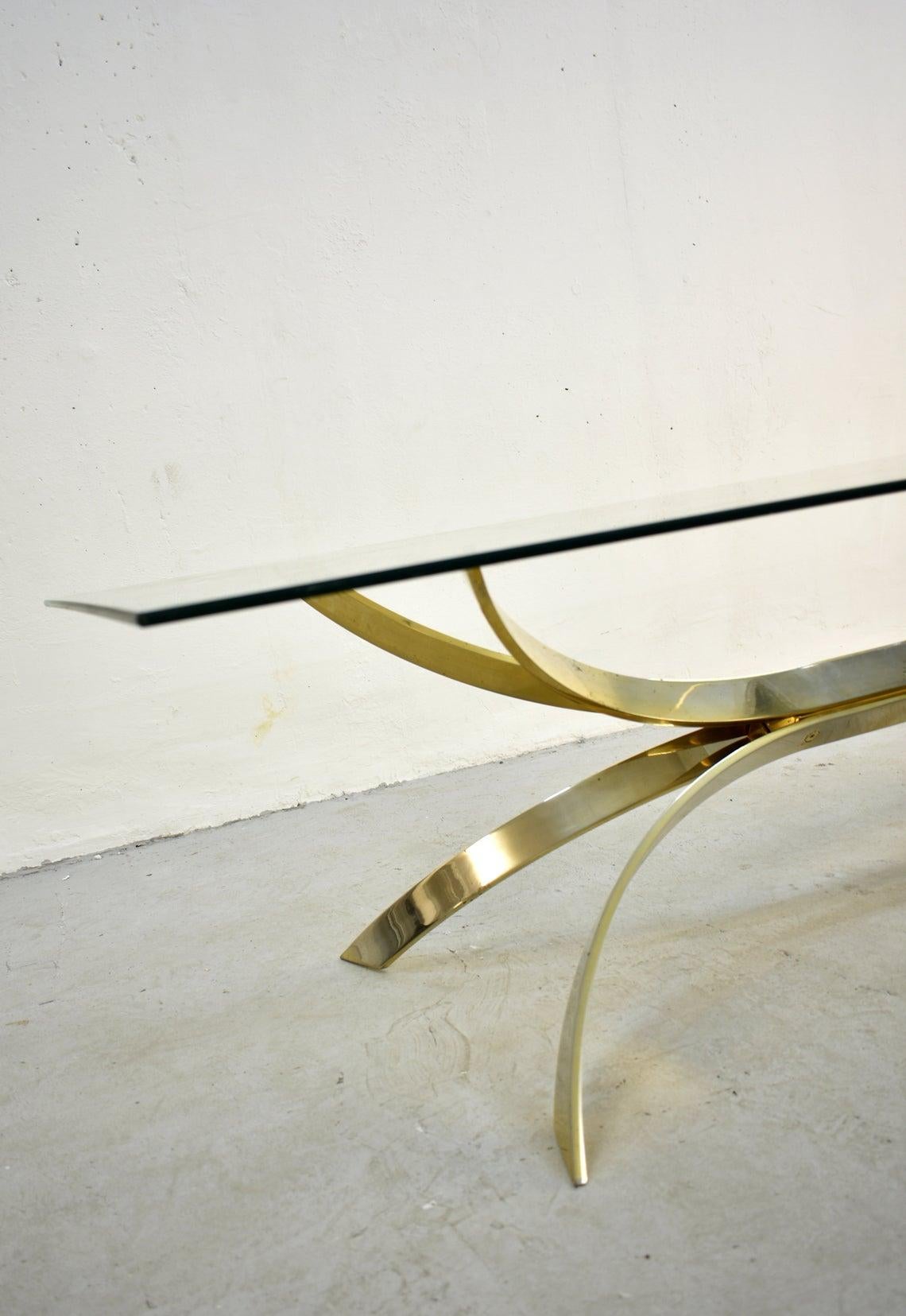 Plated Midcentury Sculptured Coffee Table in Style of Osvaldo Borsani, Italy, 1970s For Sale