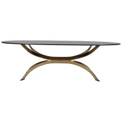Midcentury Sculptured Italian Gold Coffee Table in Style of Osvaldo Borsani 1970 Midcentury Sculptured Italian Gold Coffee Table in Style of Osvaldo Borsani 1970