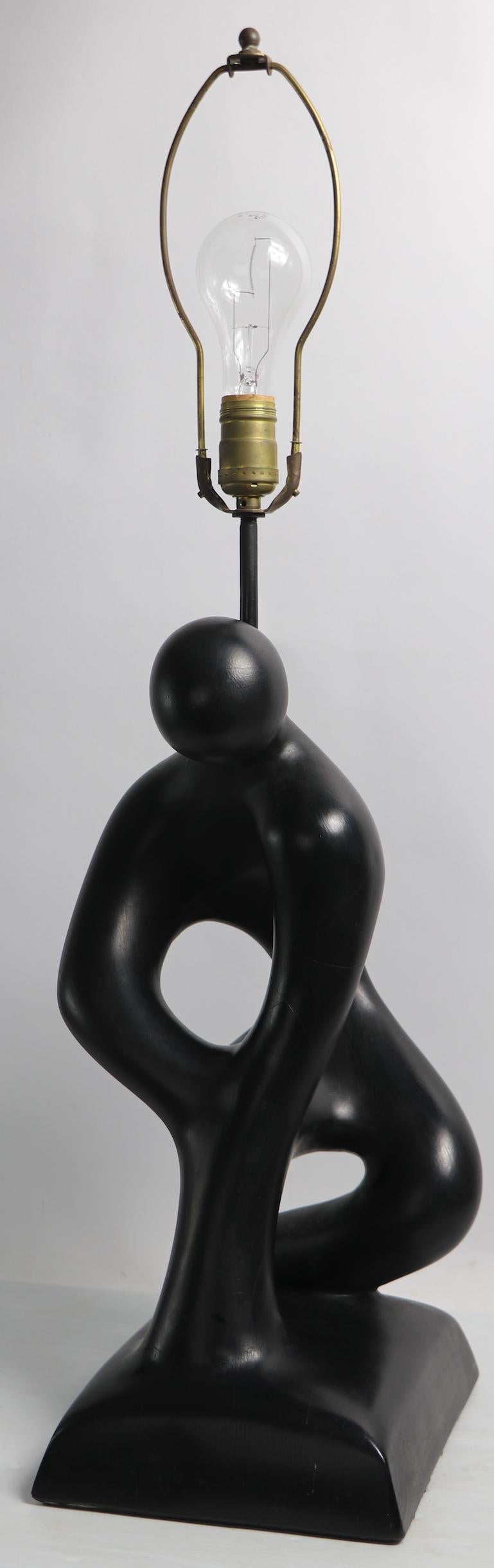 Plaster Mid Century Sculptureline Figural Lamp by Leo Middleman