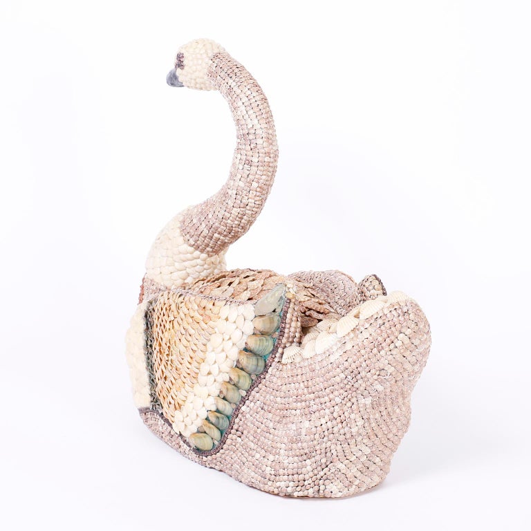 Midcentury Sea Shell Encrusted Swan at 1stDibs
