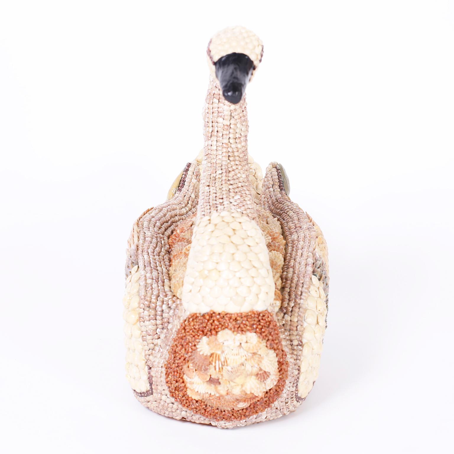 Midcentury Sea Shell Encrusted Swan 1