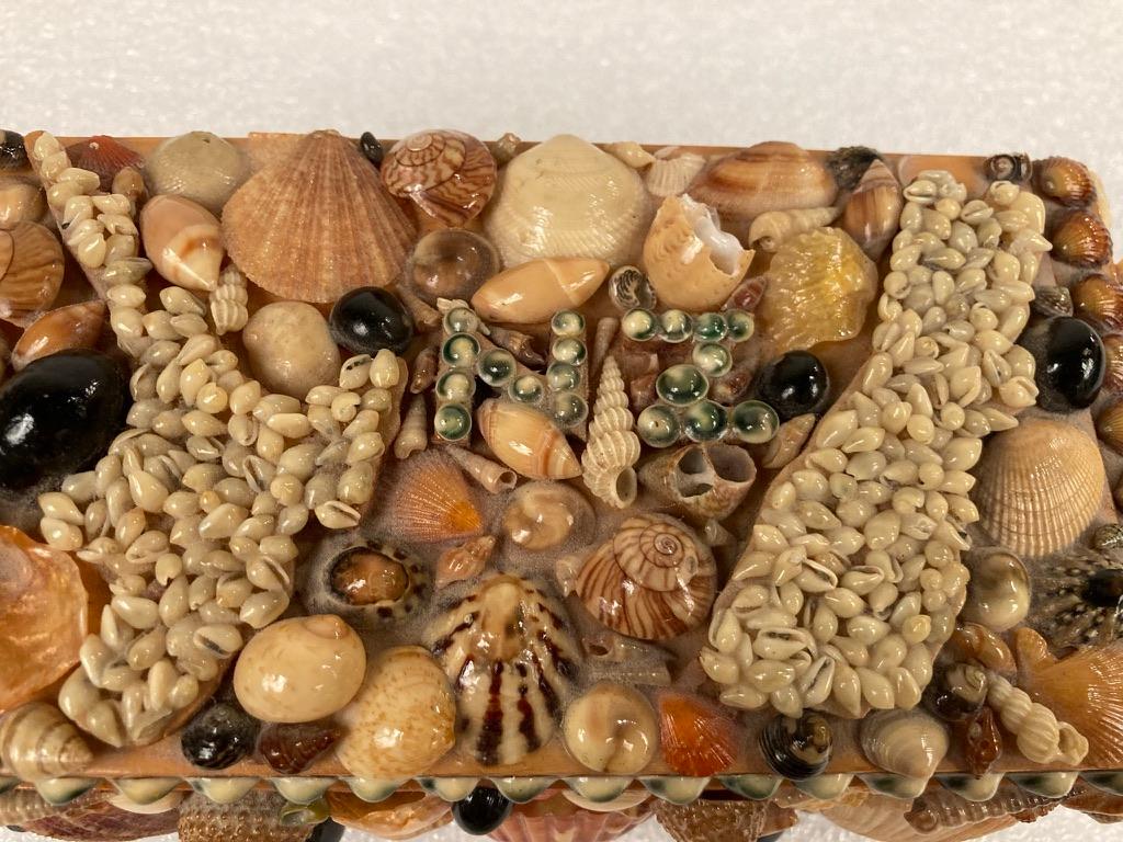 Folk Art Mid Century Sea Shell Trinket Box