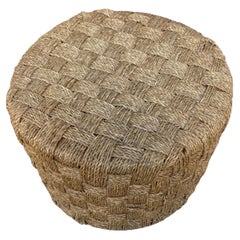 Mid-Century Seagrass Stool attributed to Adrien Audoux & Frida Minet
