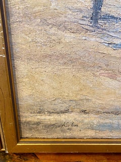 Mid Century Seascape with Surf Casters at Great Point on Nantucket, Signed