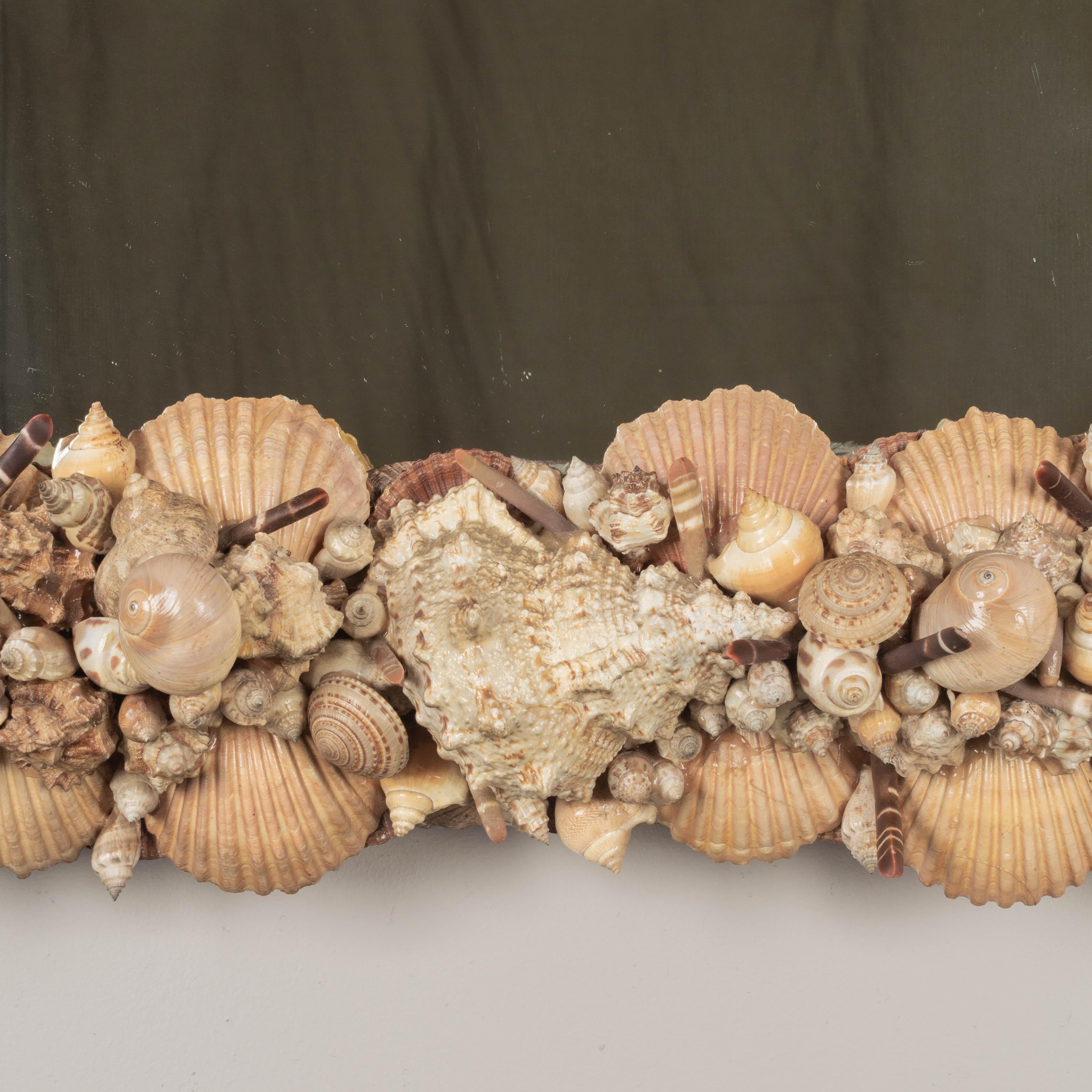 Mid Century Seashell Encrusted Wall Mirror For Sale 3