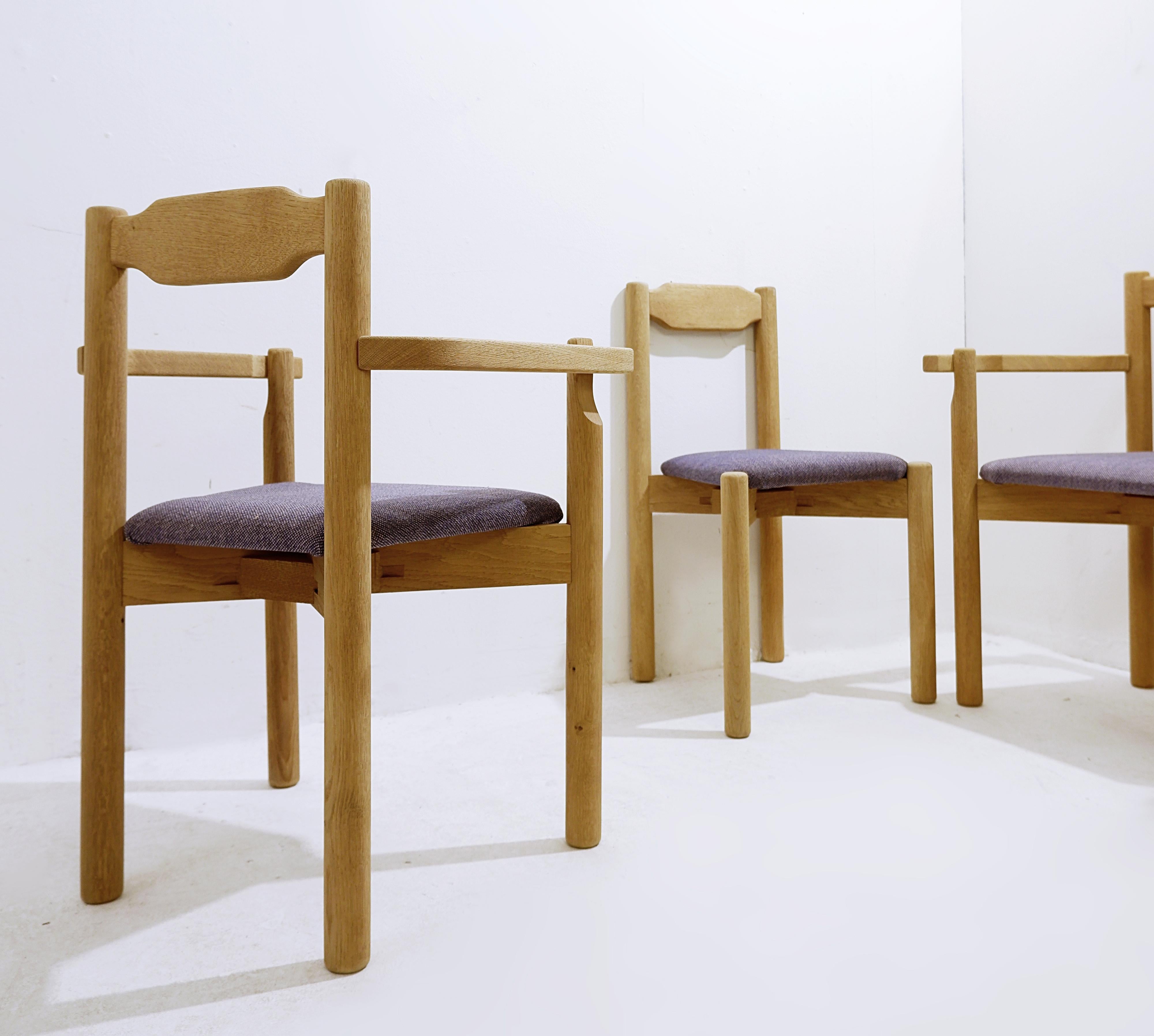 Wood Mid-Century Seating Set 4 + 2 by Guillerme et Chambron