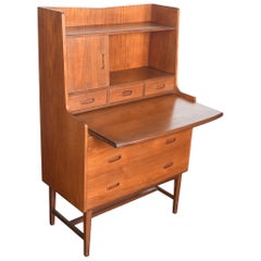Mid Century Secretary Desk / Bookcase in Teak