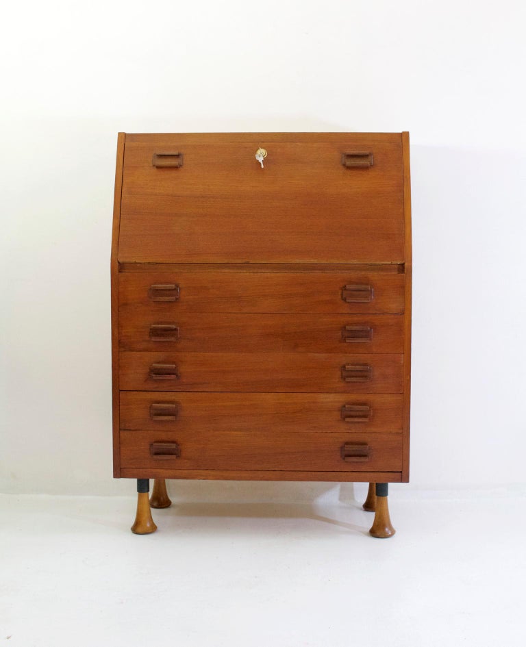 Midcentury Secretary Desk Dresser in Teak, Italy at 1stDibs