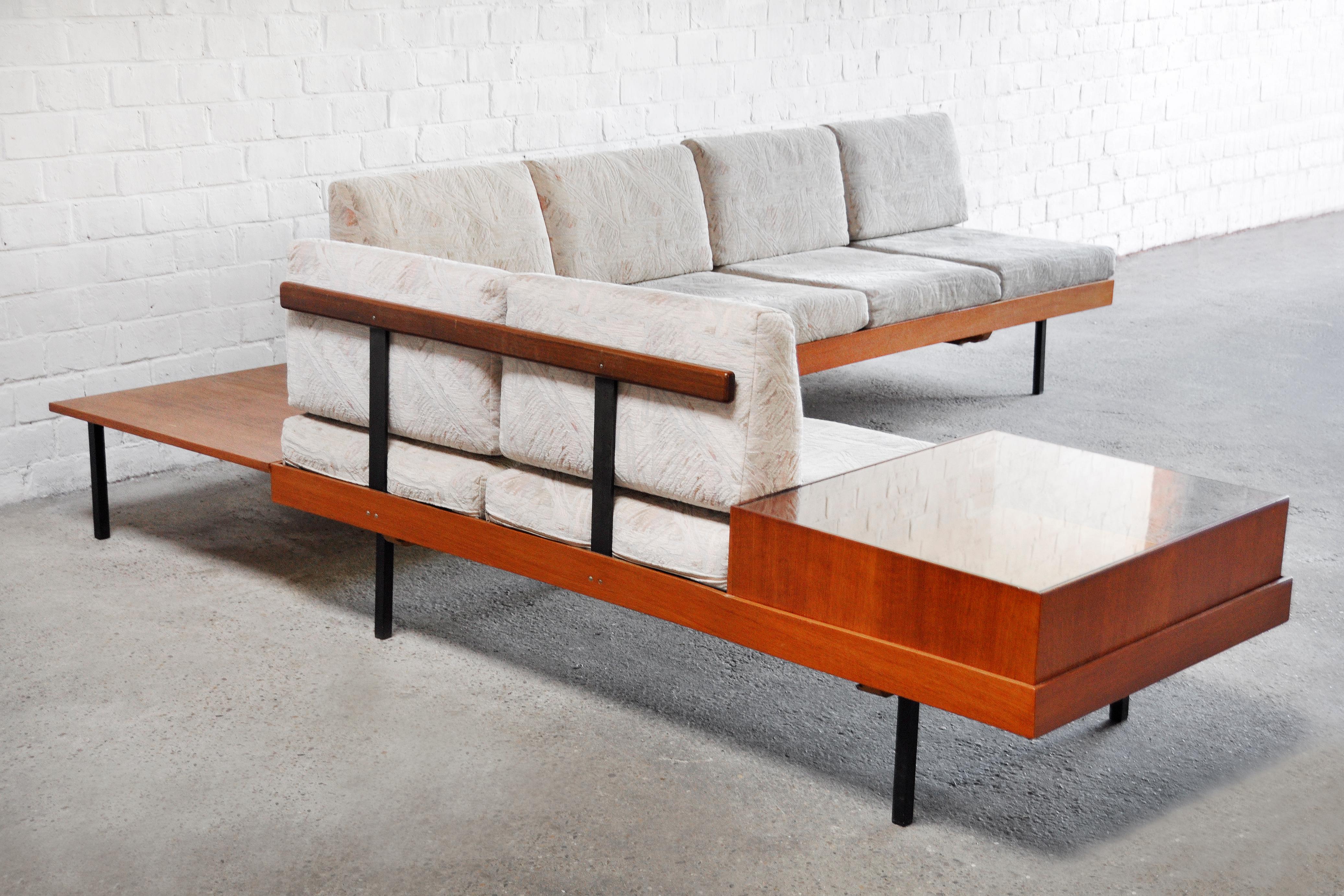 Teak Mid-century Sectional Corner Sofa with Side Tables, Germany, 1960s