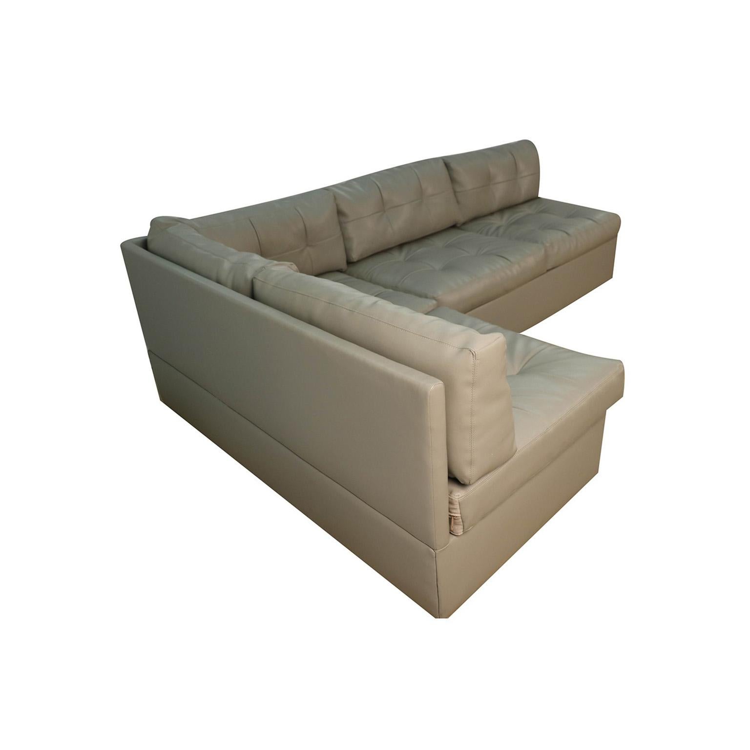 Leather Midcentury Sectional Sofa by Preview Vladimir Kagan Style