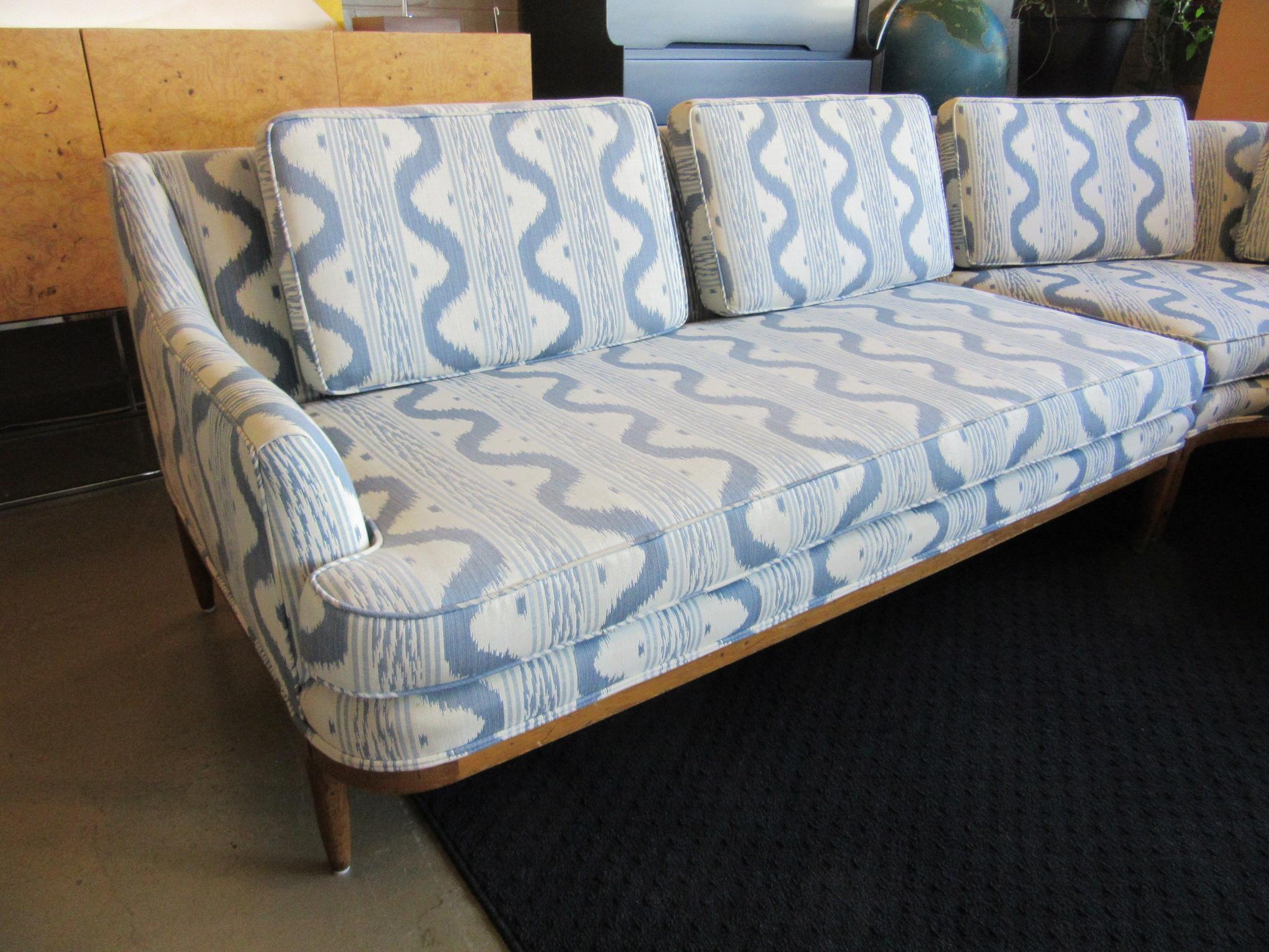 Mid-Century Modern Mid Century Sectional Sofa in the style of Widdicomb Fabric by Pierre Frey