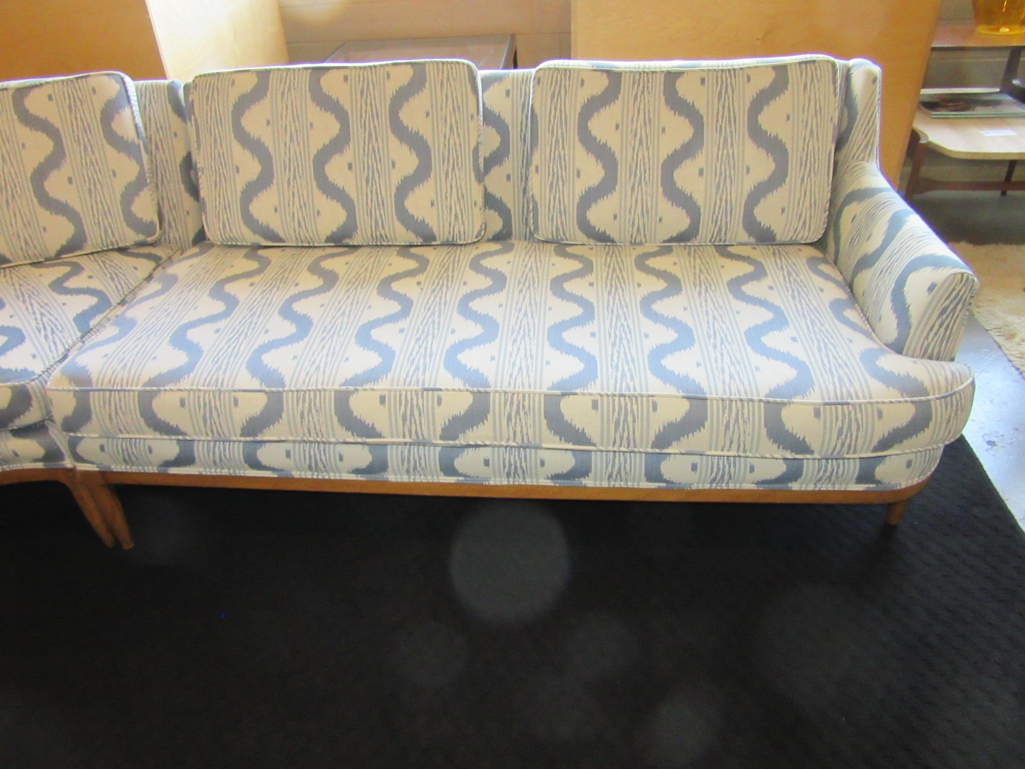 Mid Century Sectional Sofa in the style of Widdicomb Fabric by Pierre Frey In Good Condition In Cincinnati, OH