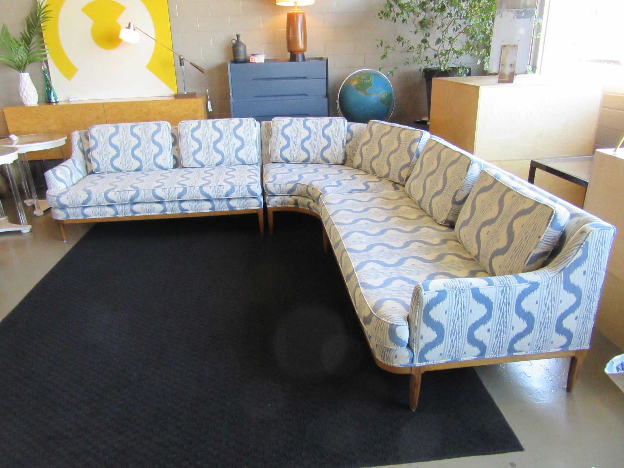 Mid Century Sectional Sofa in the style of Widdicomb Fabric by Pierre Frey 1