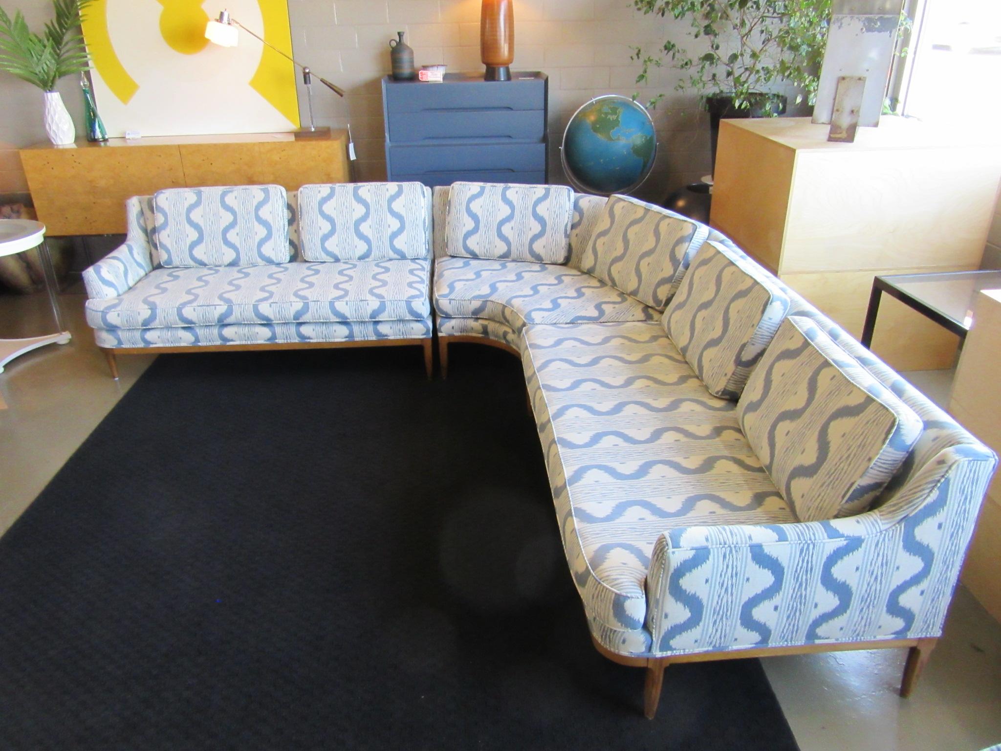 Mid Century Sectional Sofa in the style of Widdicomb Fabric by Pierre Frey 2