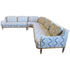 Vintage Mid Century Sectional Sofa in the style of Widdicomb Fabric by Pierre Frey