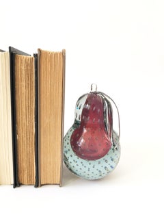 Mid Century Seguso Murano Art Glass Pear Bookend