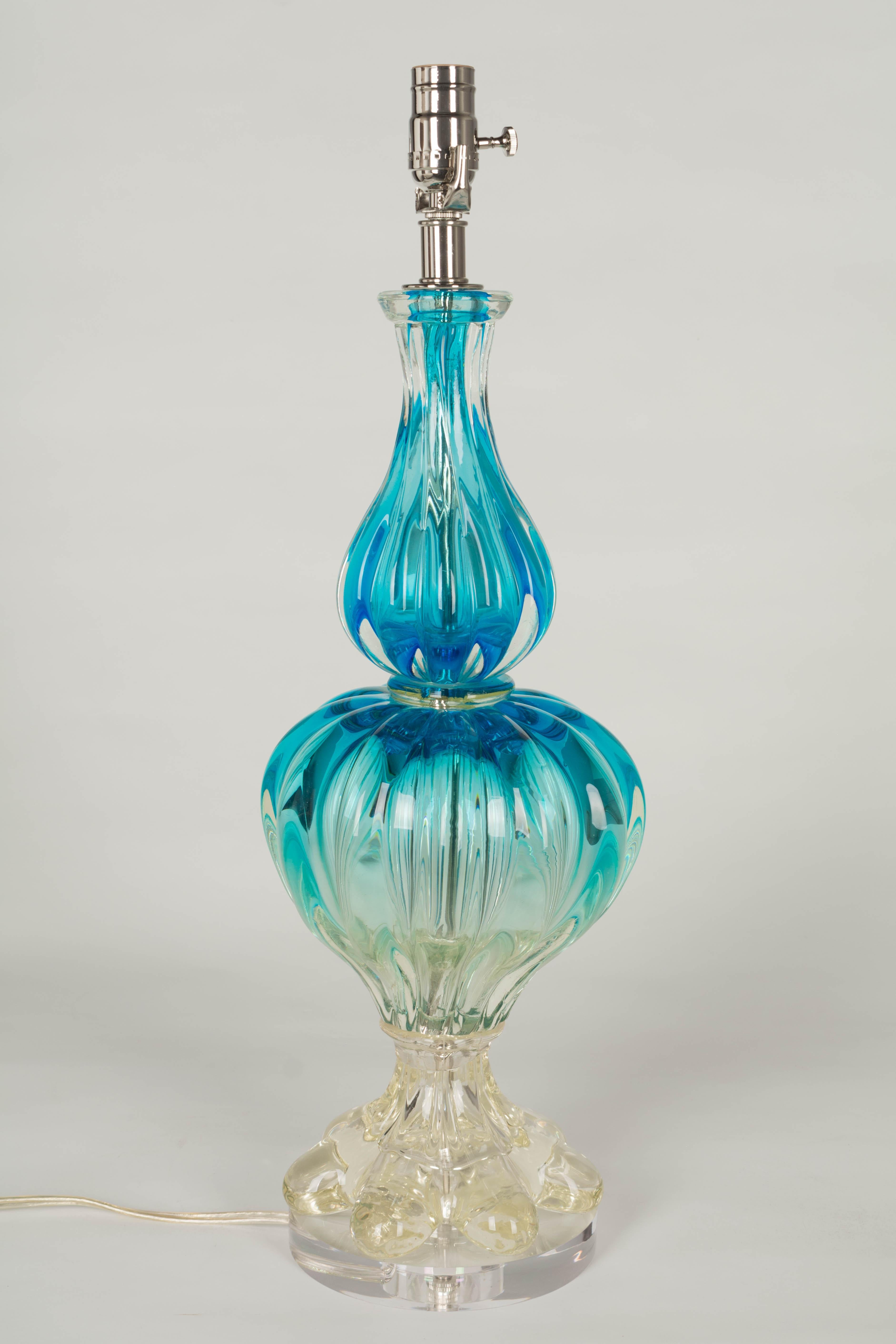 20th Century Midcentury Seguso Murano Glass Lamp For Sale