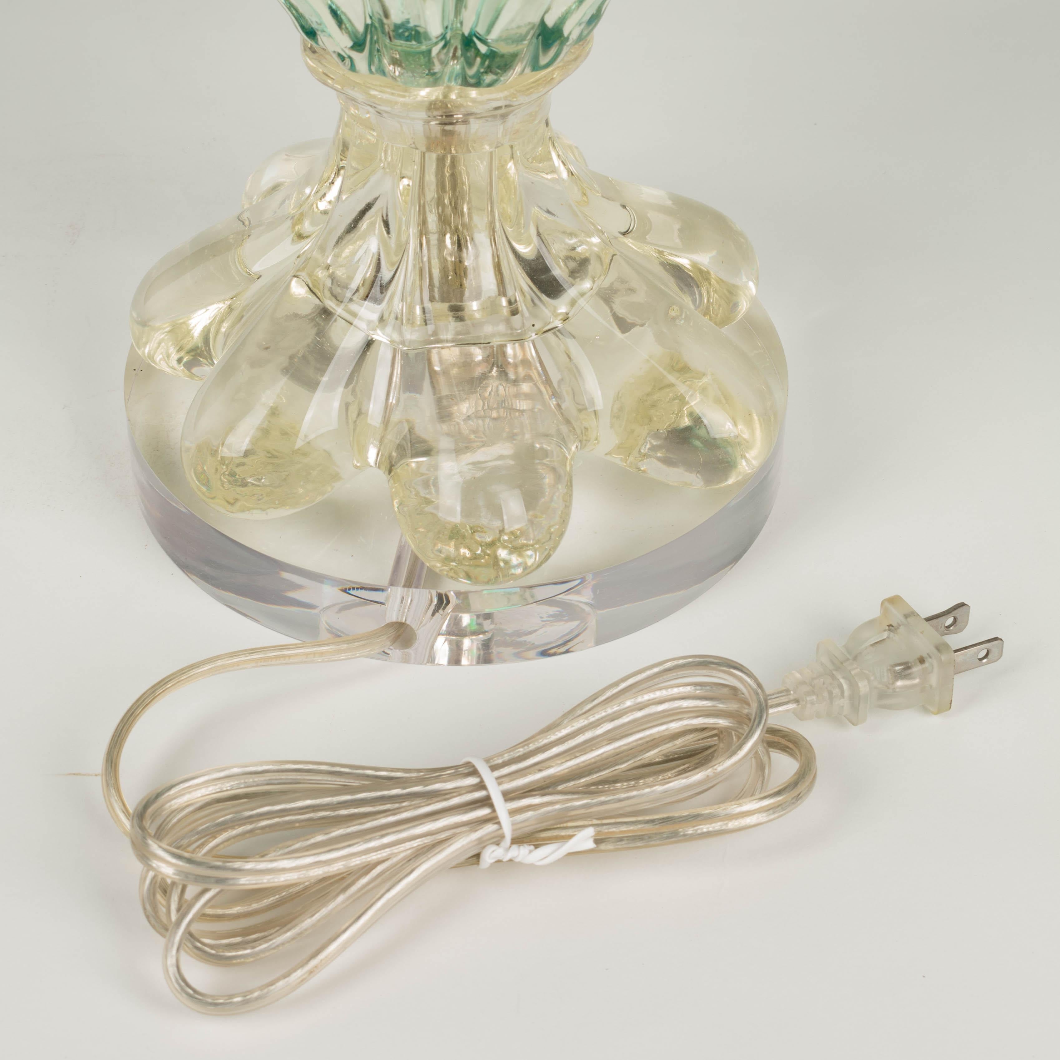 Acrylic Midcentury Seguso Murano Glass Lamp For Sale