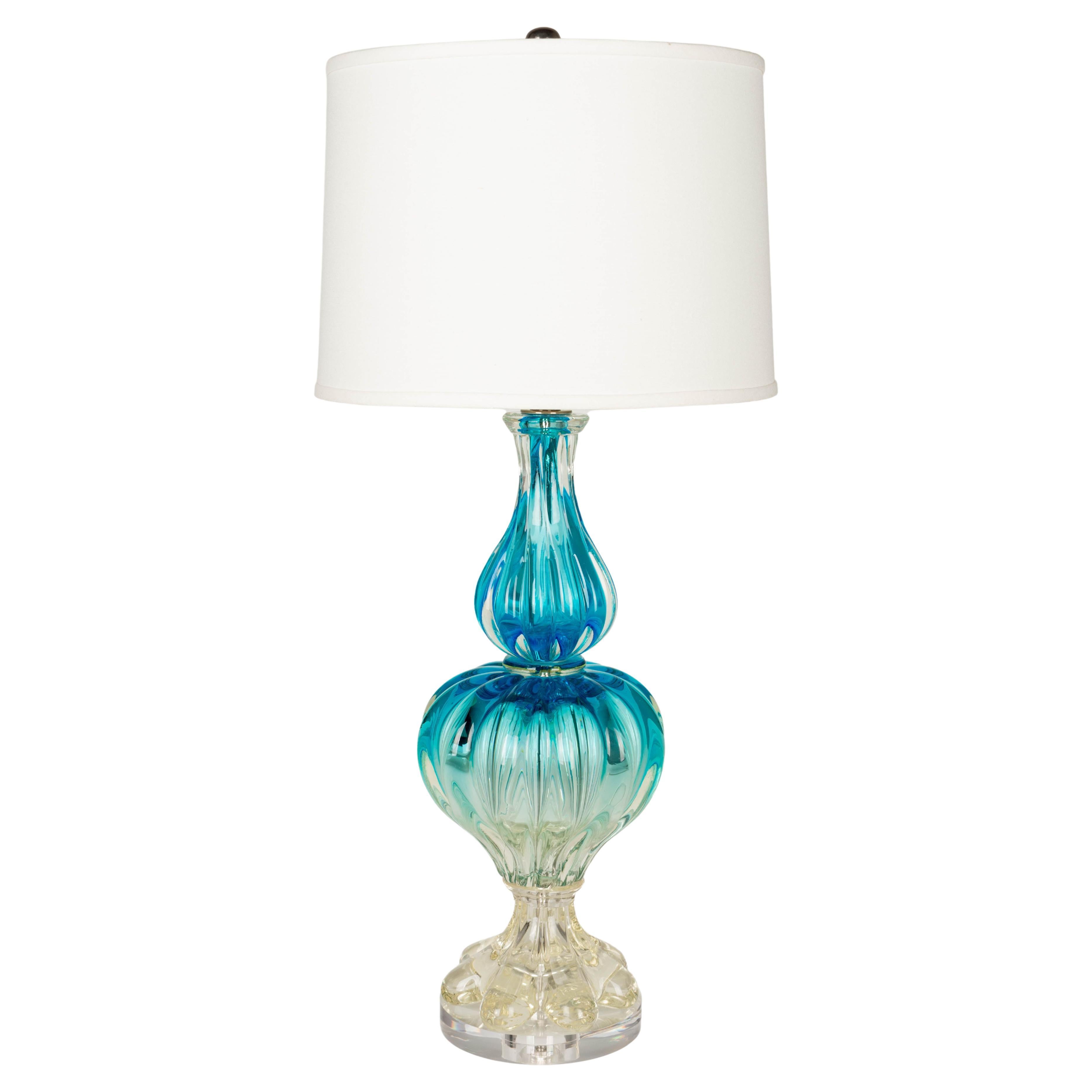 Midcentury Seguso Murano Glass Lamp For Sale