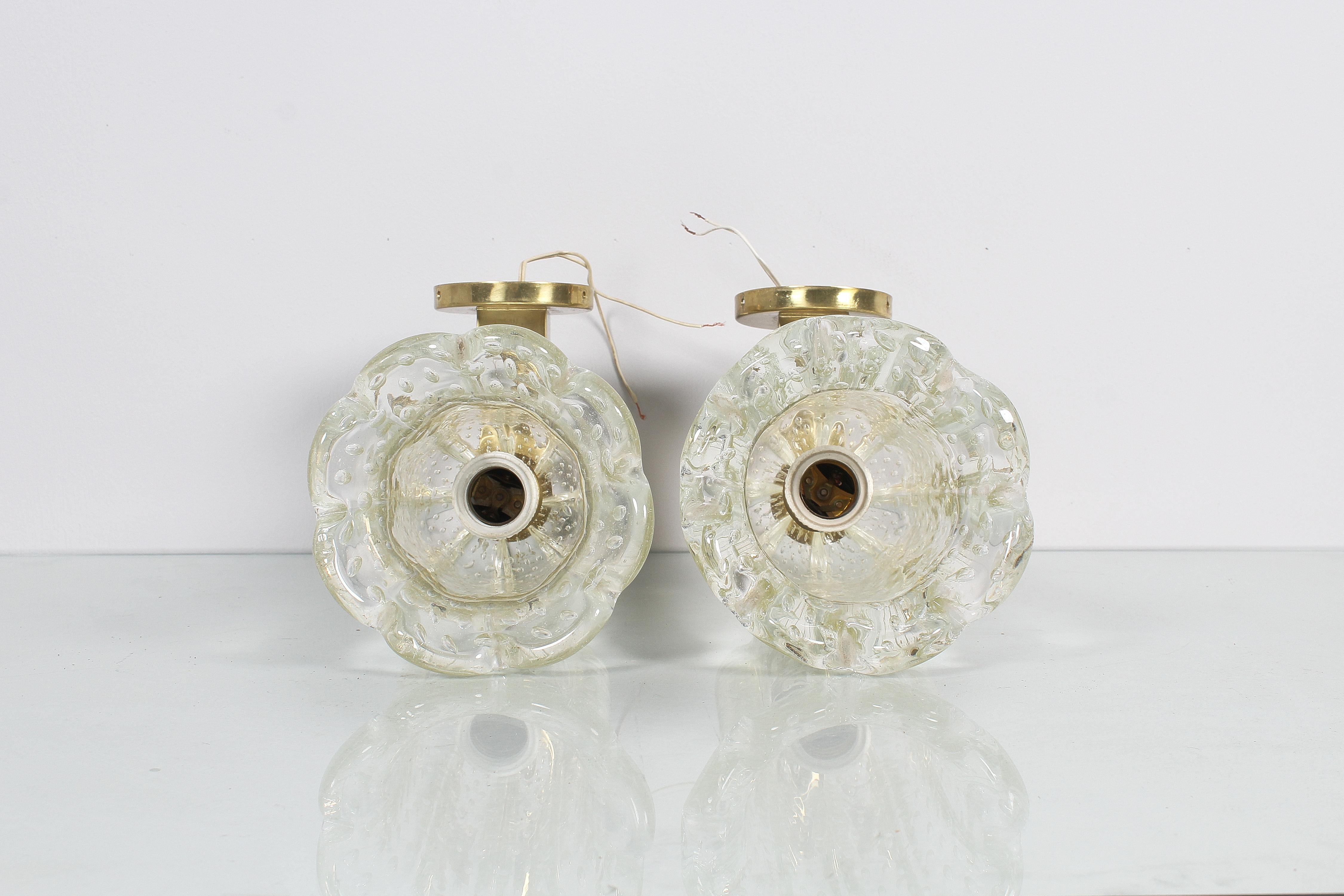Mid-Century Seguso Ribbed Murano Bullicante Glass Sconces, 50s Italy, Set of 2 6