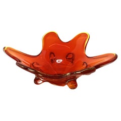 Mid-century Italian Seguso "Sommerso" Amber Murano Glass Serving Tray 1970s