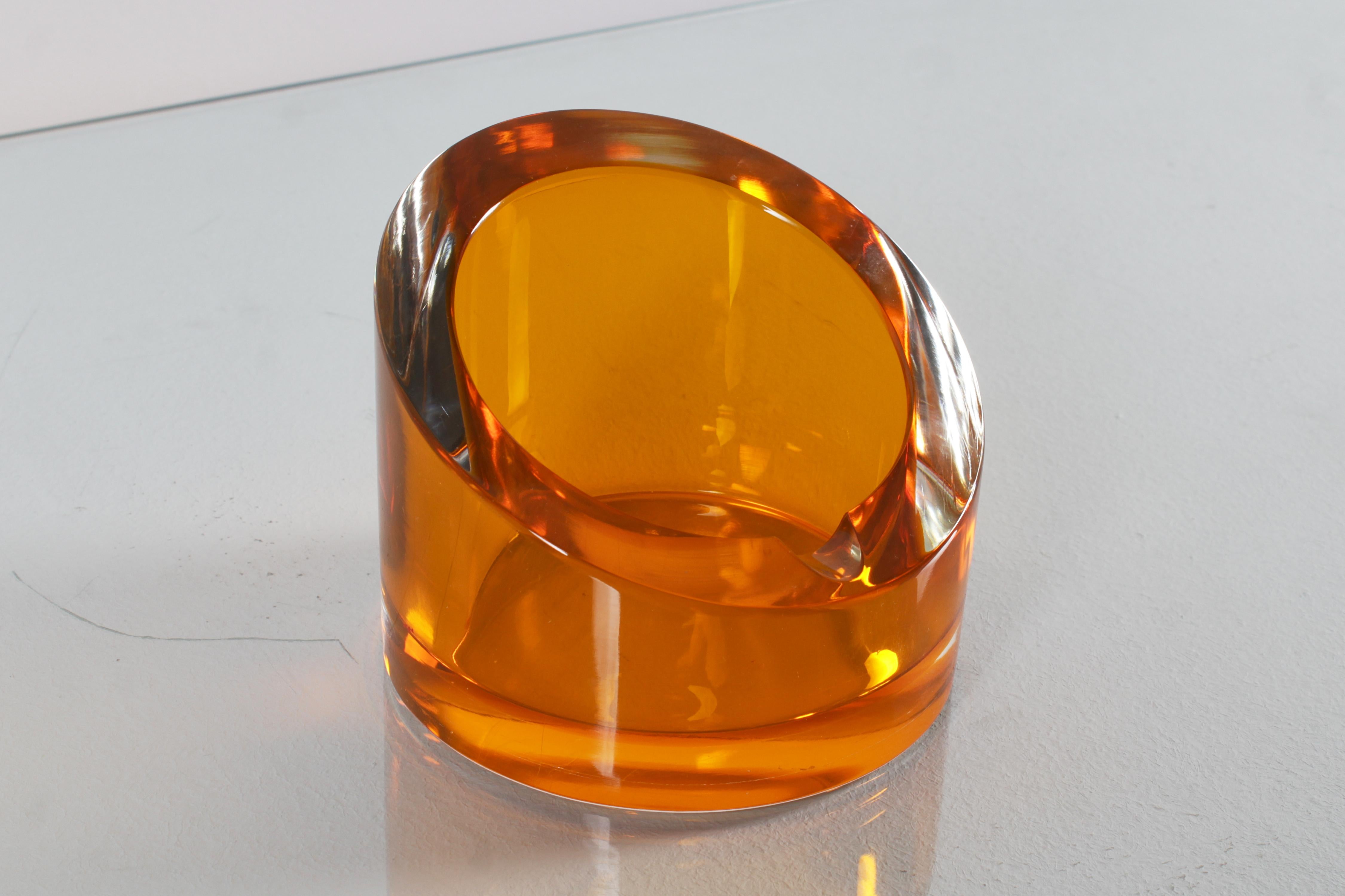 Cendrier en verre de Murano ambre, style Seguso, milieu du siècle, Italie des années 70 Bon état - En vente à Palermo, IT