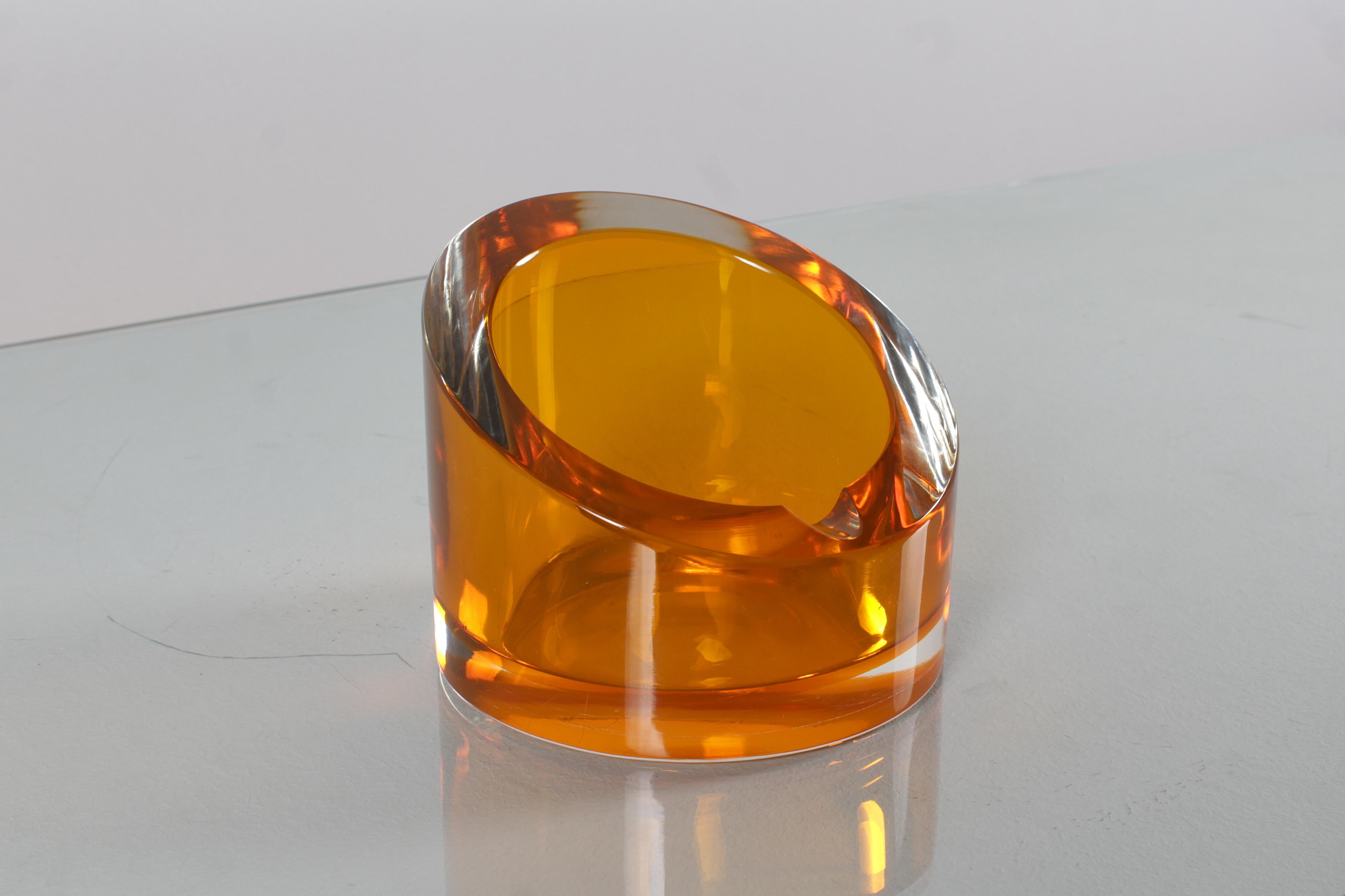 Fin du 20e siècle Cendrier en verre de Murano ambre, style Seguso, milieu du siècle, Italie des années 70 en vente