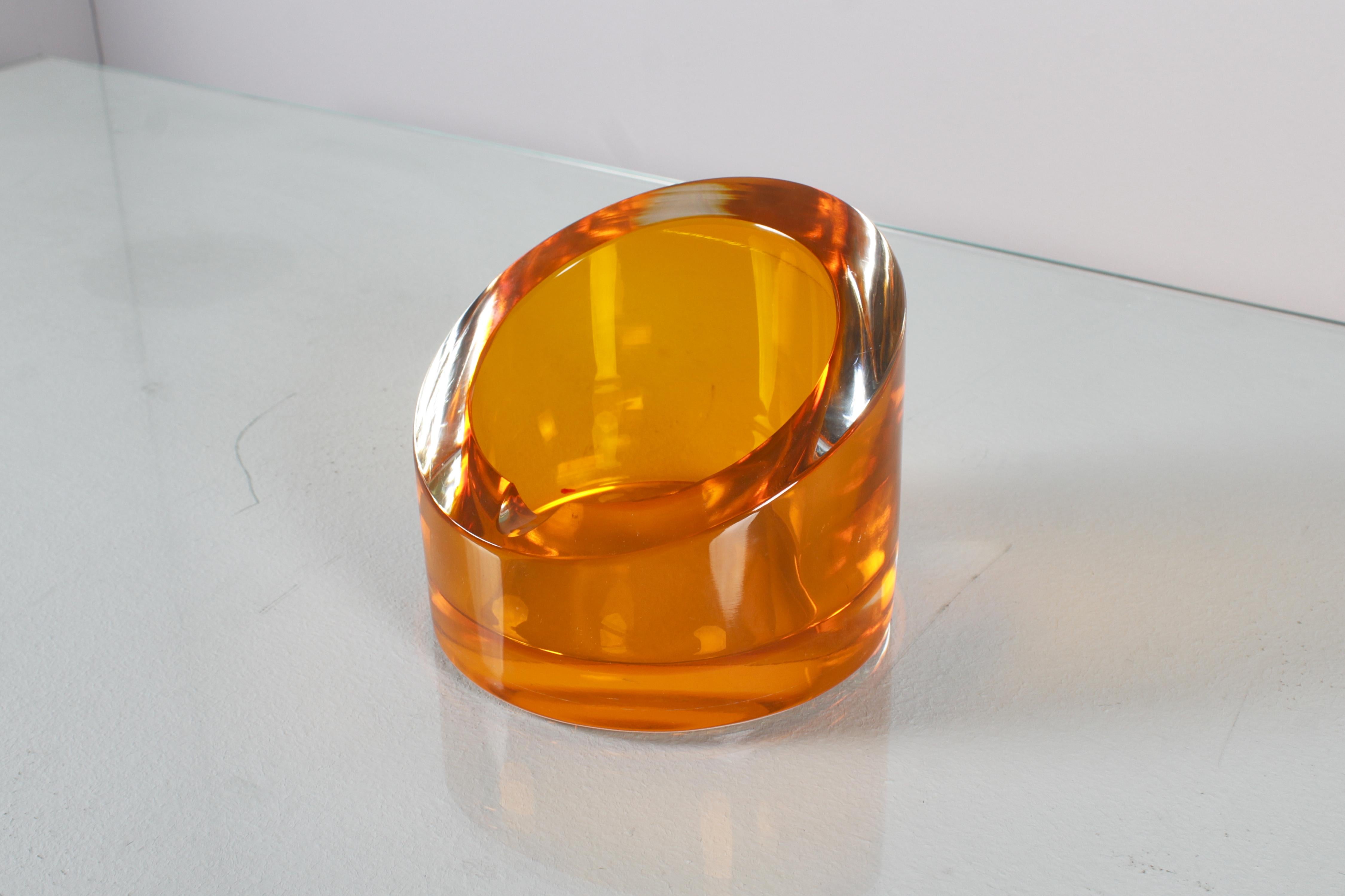 Verre de Murano Cendrier en verre de Murano ambre, style Seguso, milieu du siècle, Italie des années 70 en vente